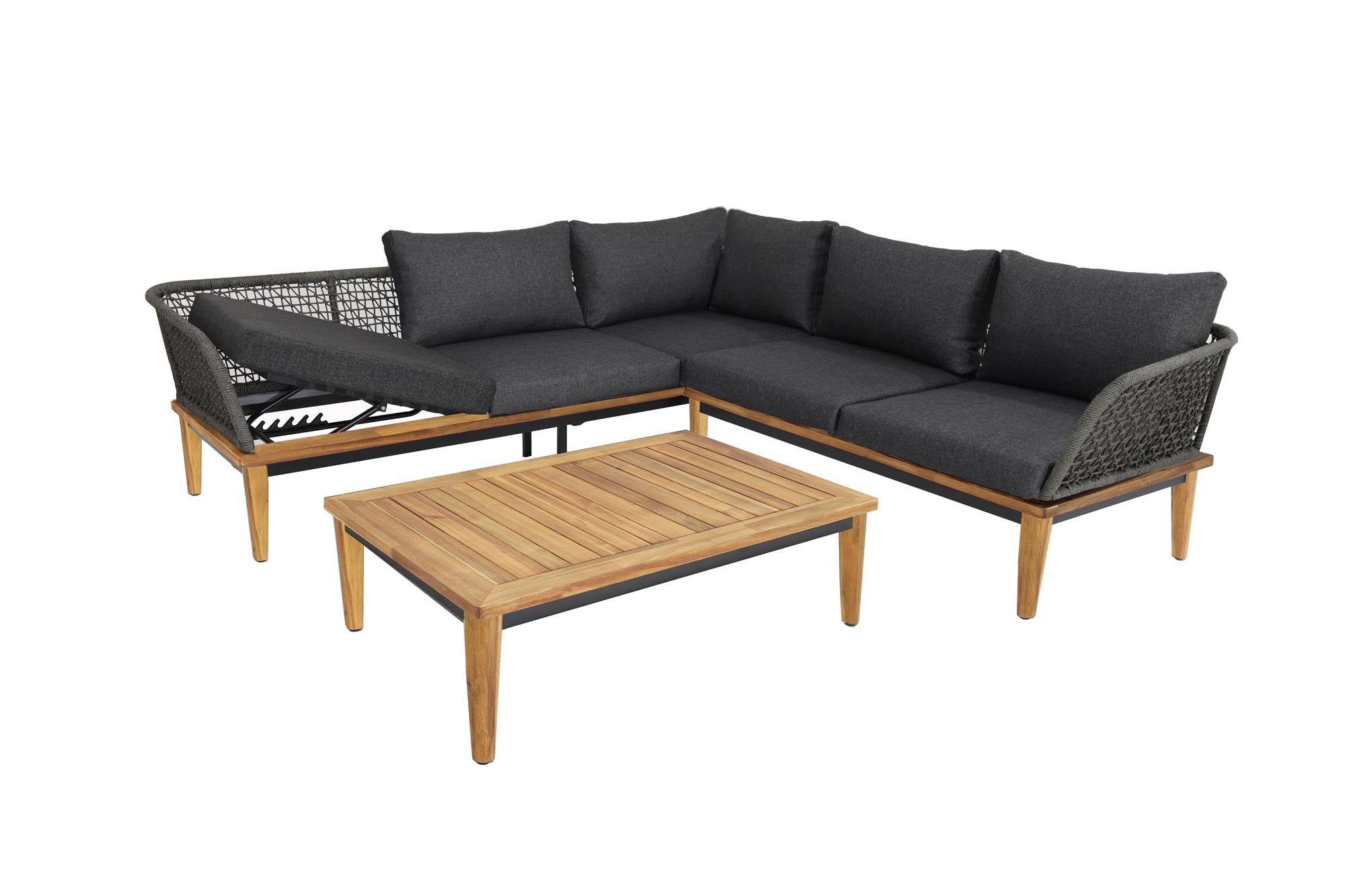Stilvolle Ecklounge Locarno in Dunkelgrau, großzügig gestaltet für komfortable Entspannung im Garten, von Be Garden.