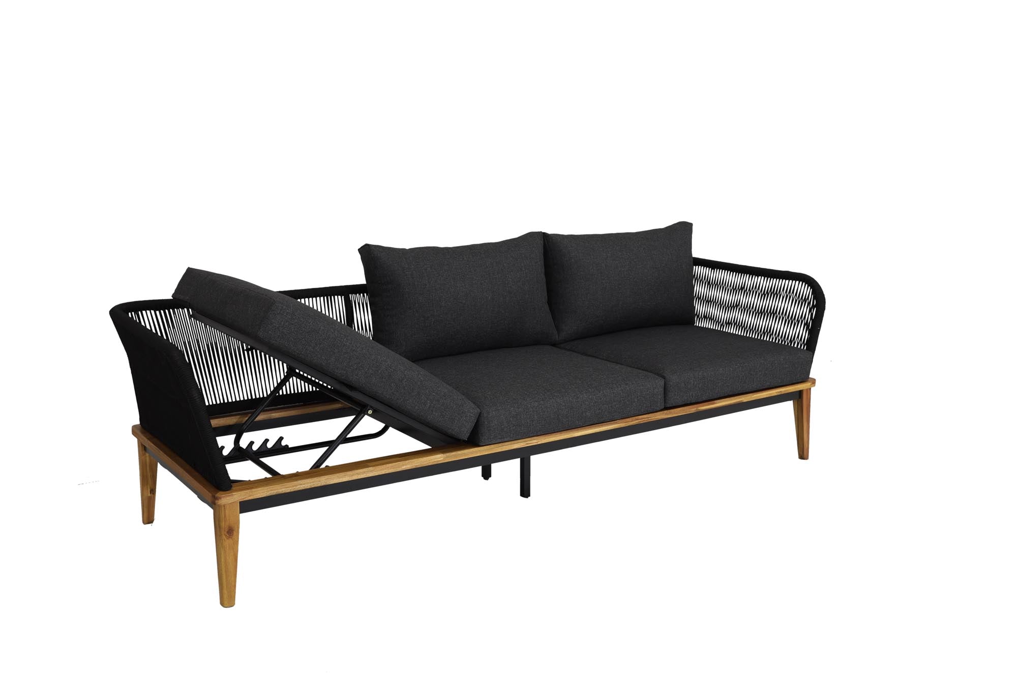 Elegantes 3-Sitzer Gartensofa Bellinzona aus robustem Teakholz, ideal für entspannte Stunden im Garten oder auf der Terrasse.