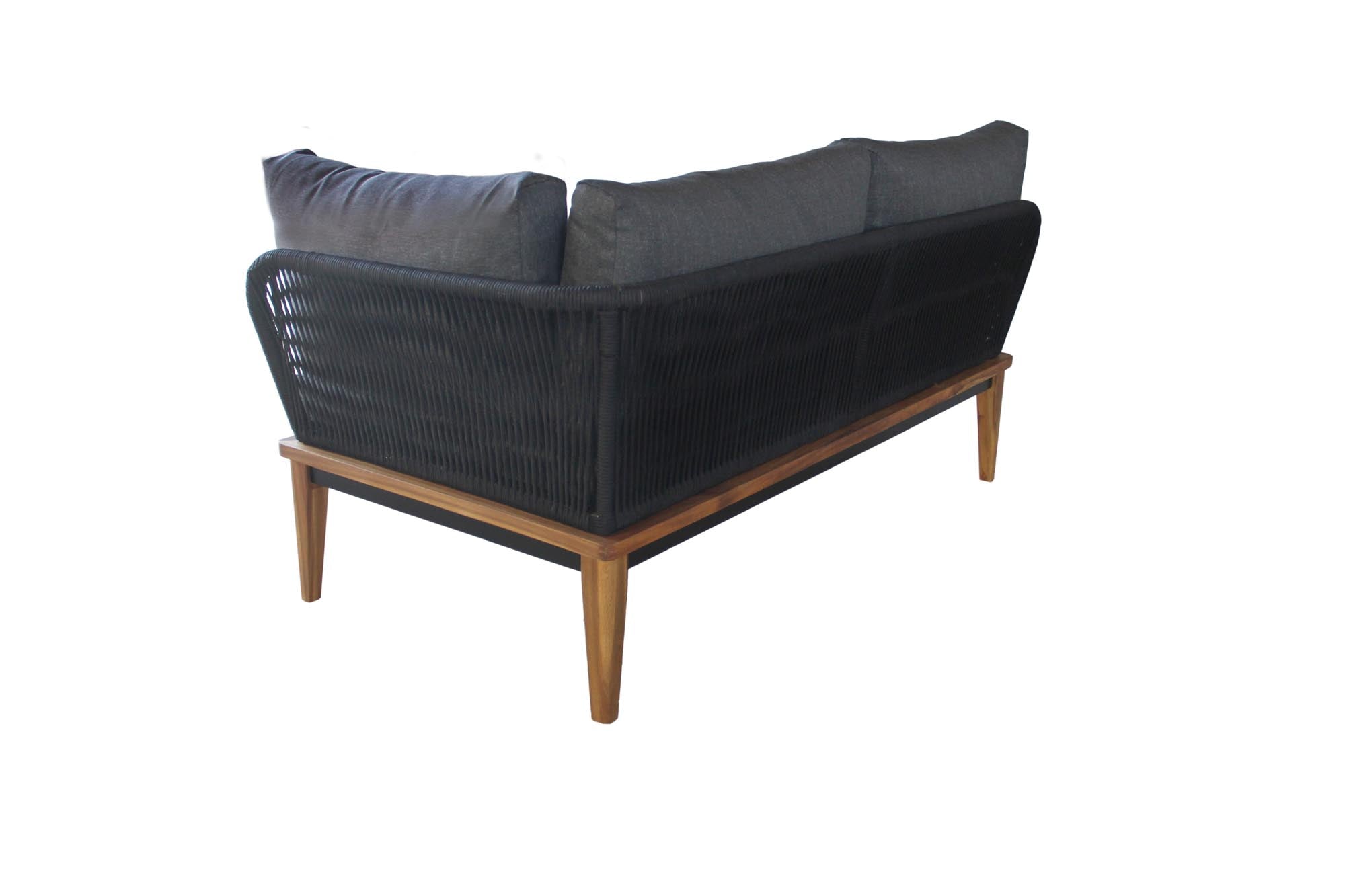 Stilvolle Gartenlounge Bellinzona, bestehend aus einem 2-Sitzer Sofa und Hocker, perfekt für gemütliche Momente im Garten oder auf der Terrasse.