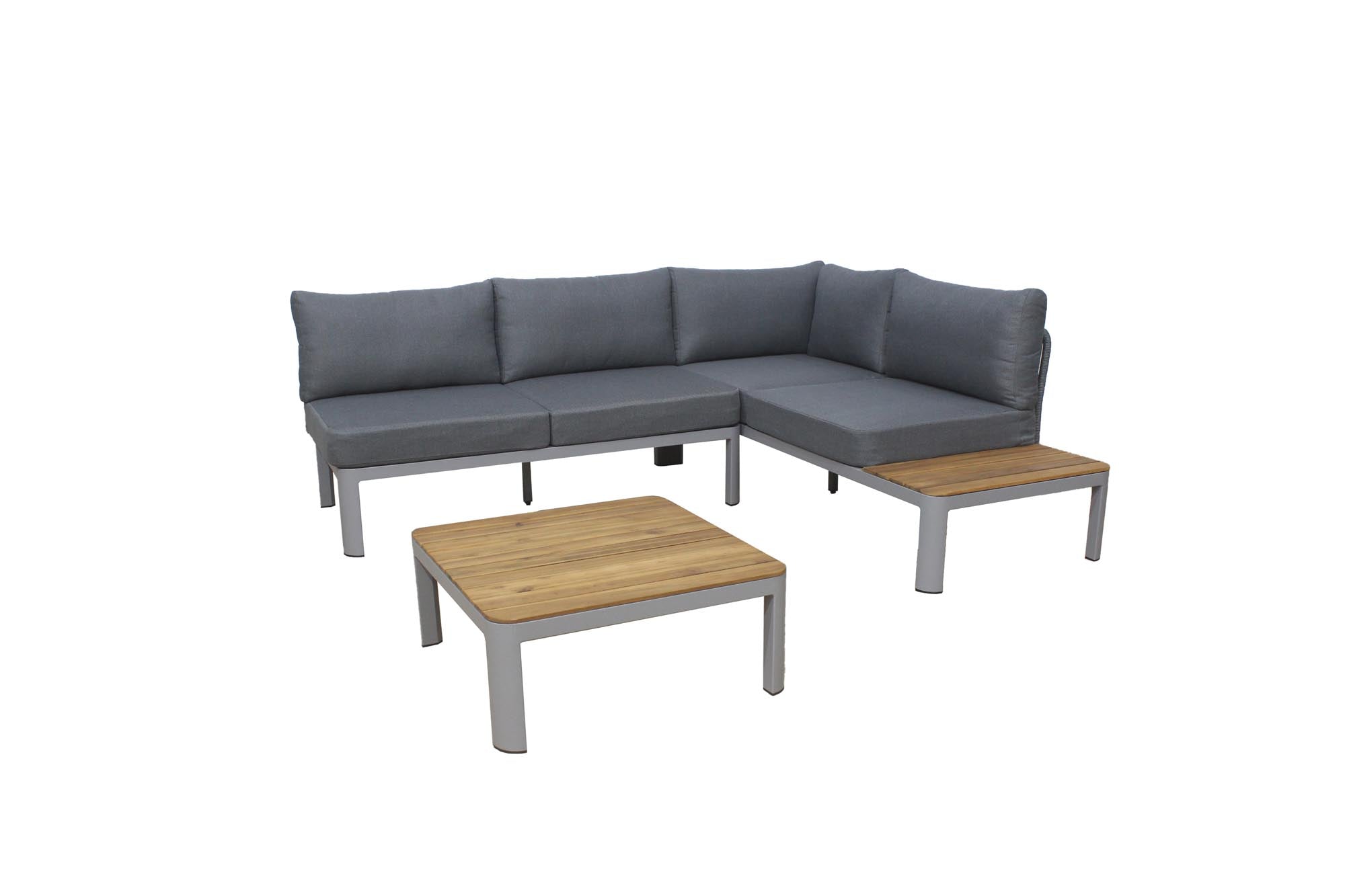 Stilvolle Loungegruppe Madrid mit elegantem Loungetisch aus Akazienholz, perfekt für gesellige Abende im Freien von Be Garden.