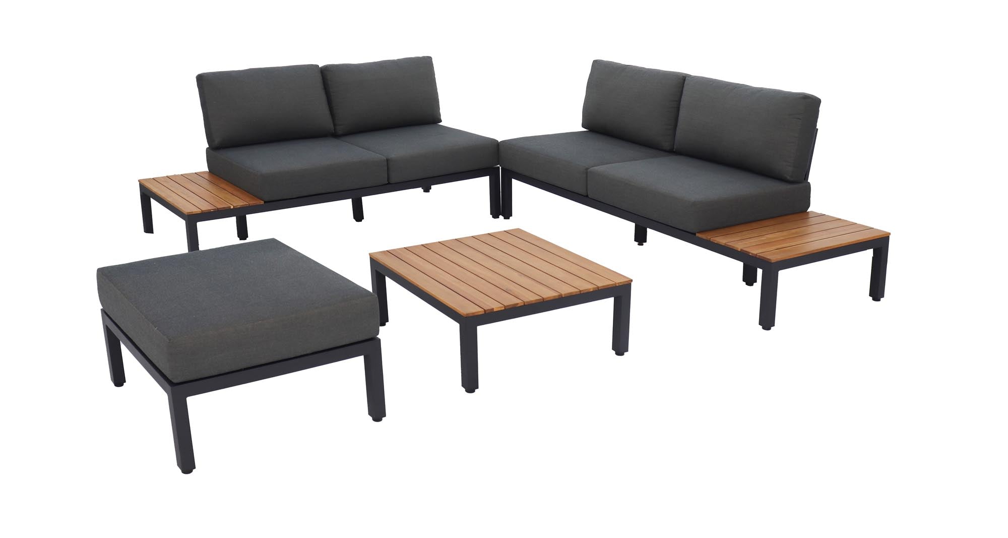 Gartenlounge Mendrisio, Alugestell schwarz in Akazie präsentiert im Onlineshop von KAQTU Design AG. Lounge Sofa ist von Be Garden