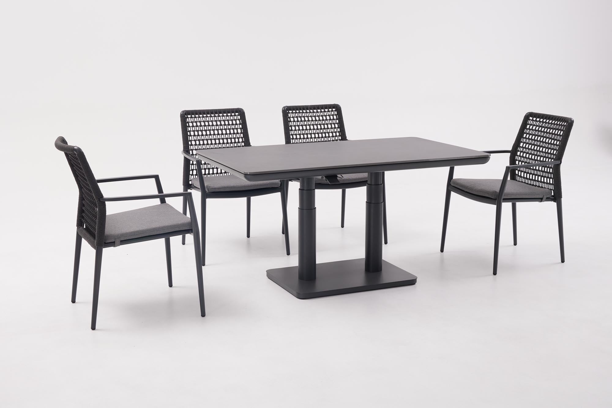 Eleganter höhenverstellbarer Gartentisch Couchtisch Aline in modernem Design, ideal für entspannte Stunden im Freien.
