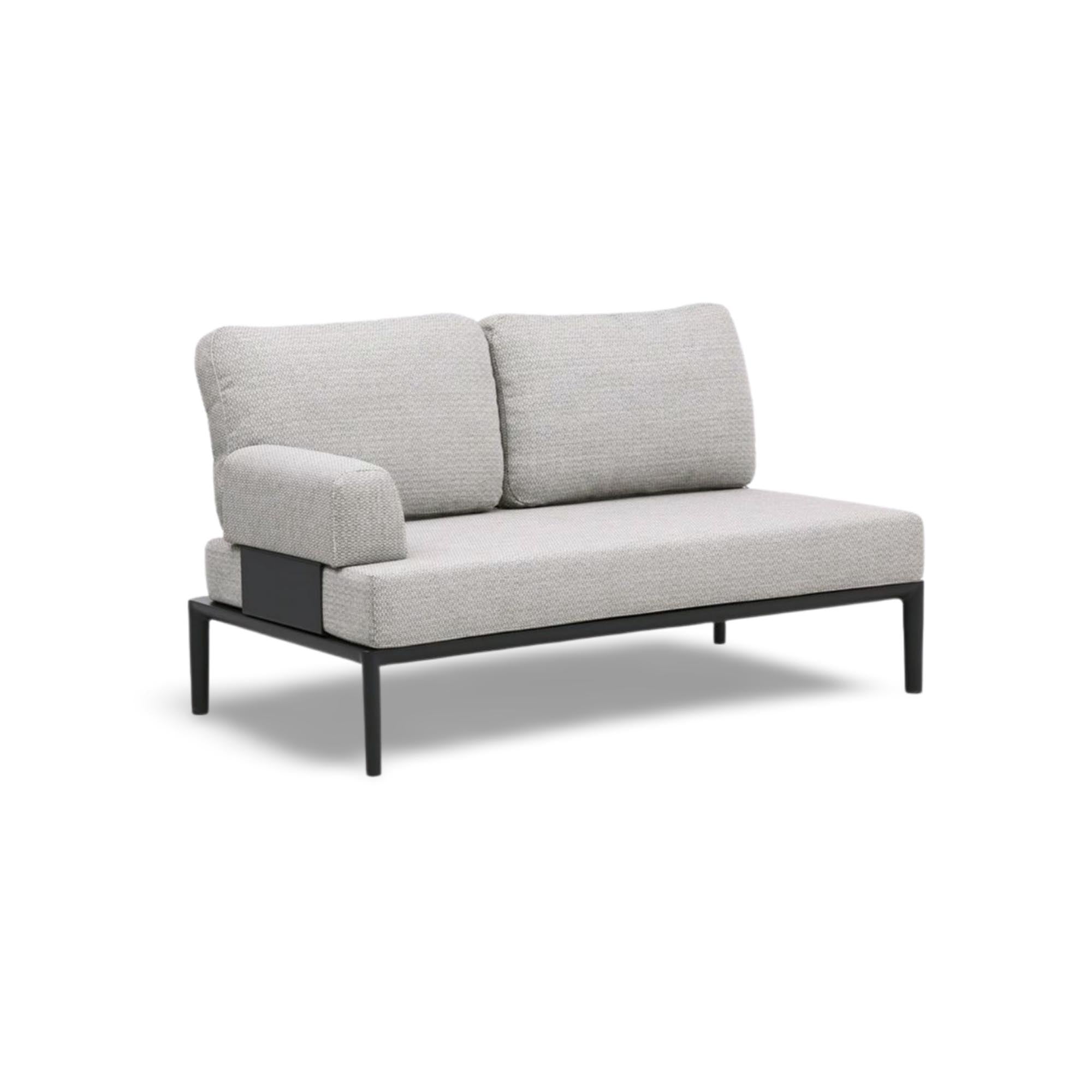 Modernes 2-Sitzer Lounge Sofa ohne Armlehnen in edlem Anthrazit, perfekt für gemütliche Stunden im Garten oder auf der Terrasse.