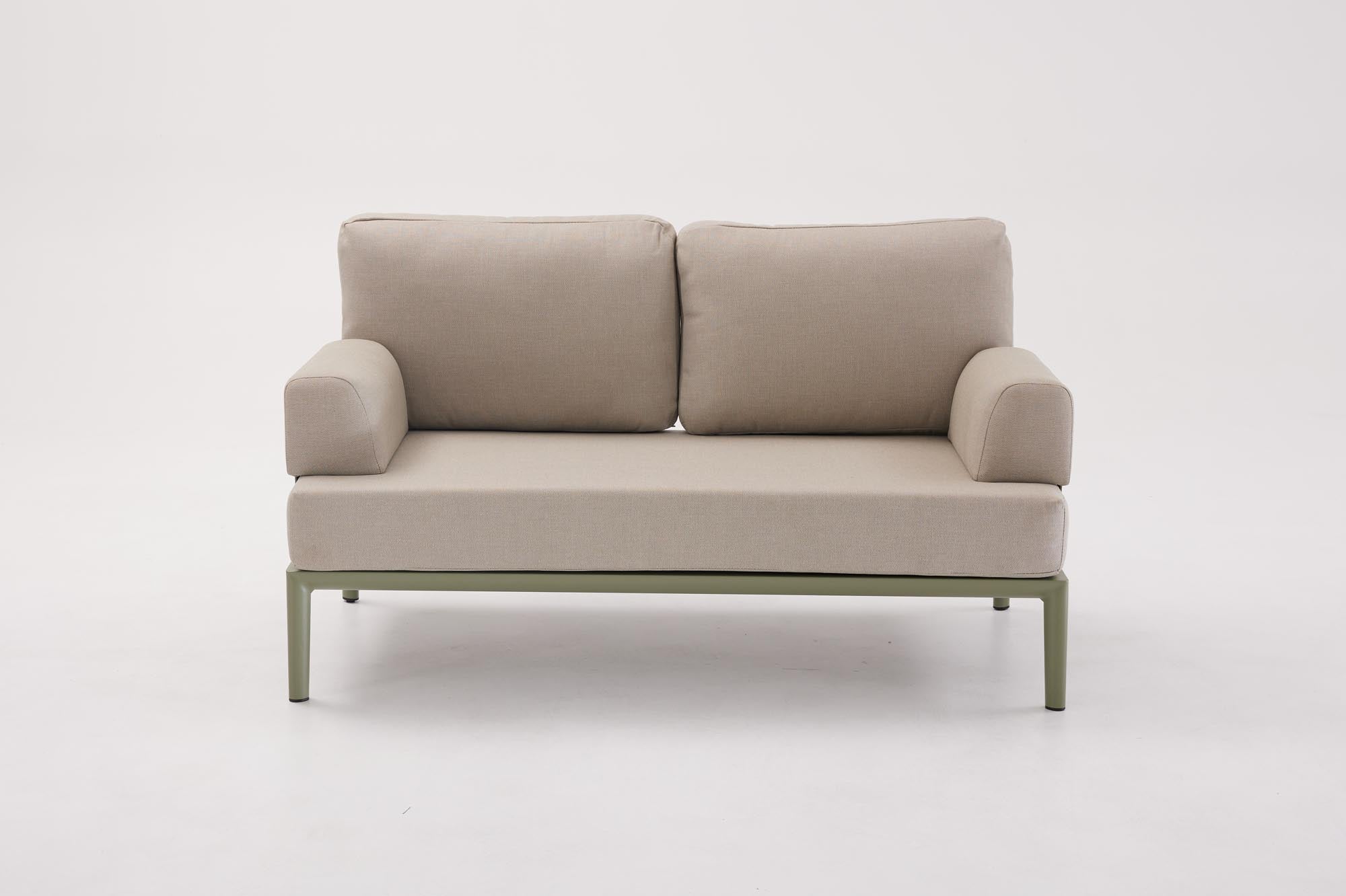 Stilvolle Armlehne in Oliv-Grün für das Fiore Sofa von Be Garden, perfekt für gemütliche Stunden im Freien und ansprechende Outdoor-Ausstattung.
