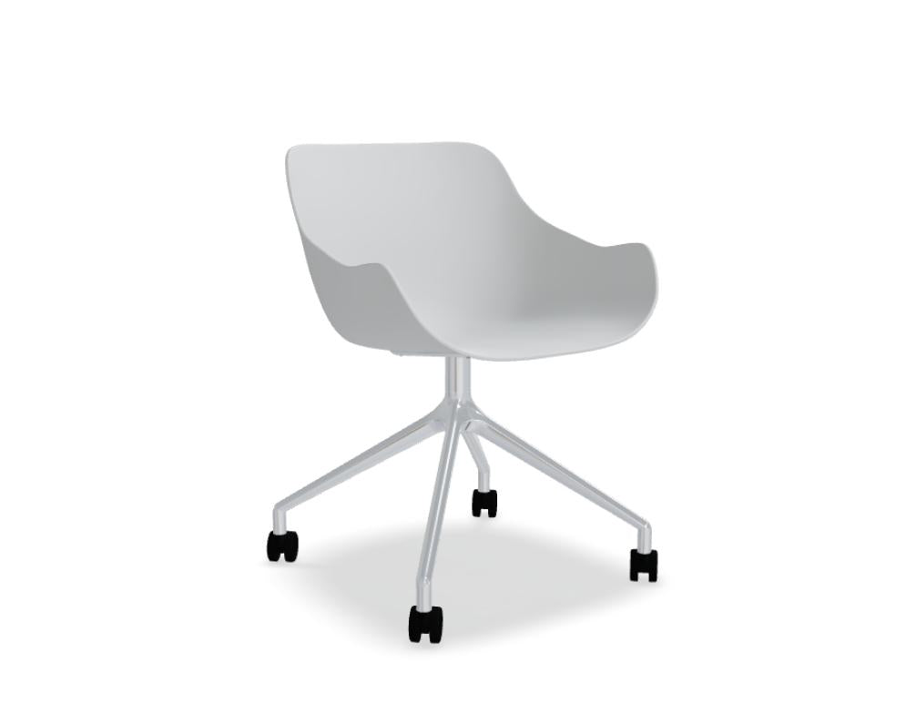 Baltic Basic BL1PP19K - Stuhl mit poliertem Aluminiumgestell in Rot präsentiert im Onlineshop von KAQTU Design AG. Dreh-Schalenstuhl mit Rollen ist von Mdd