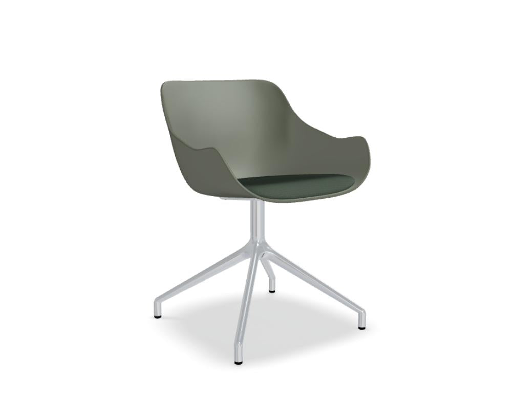 Baltic Remix BL3PP19 - Stuhl mit poliertem Aluminiumgestell in Grün präsentiert im Onlineshop von KAQTU Design AG. Drehstuhl ist von Mdd