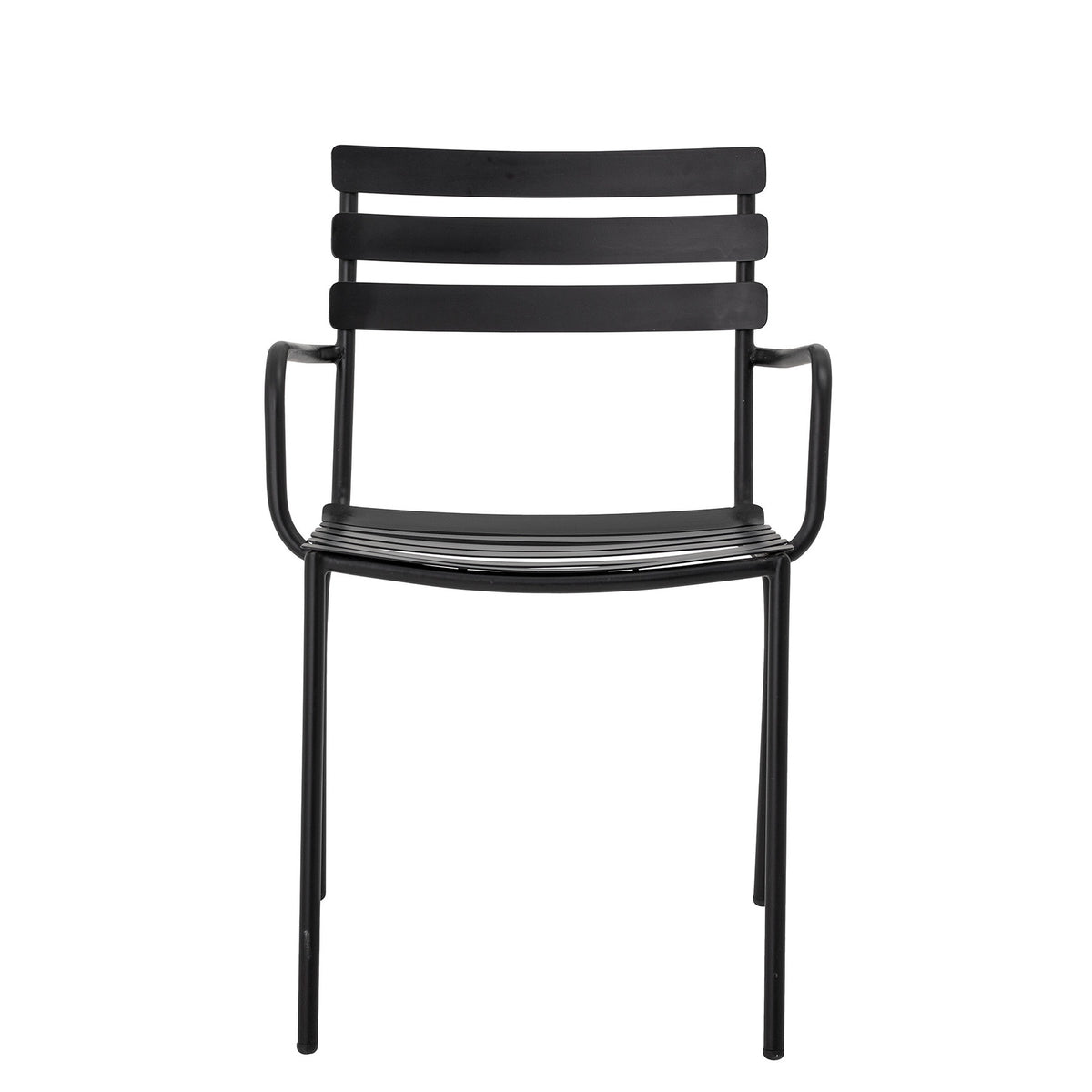 Monsi Esszimmerstuhl, Schwarz, Verzinktes Eisen in Schwarz präsentiert im Onlineshop von KAQTU Design AG. Gartenstuhl mit Armlehnen ist von Bloomingville