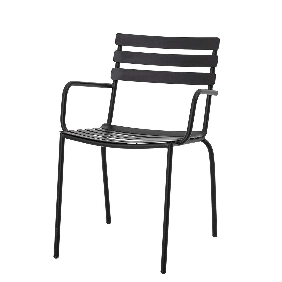 Monsi Esszimmerstuhl, Schwarz, Verzinktes Eisen in Schwarz präsentiert im Onlineshop von KAQTU Design AG. Gartenstuhl mit Armlehnen ist von Bloomingville