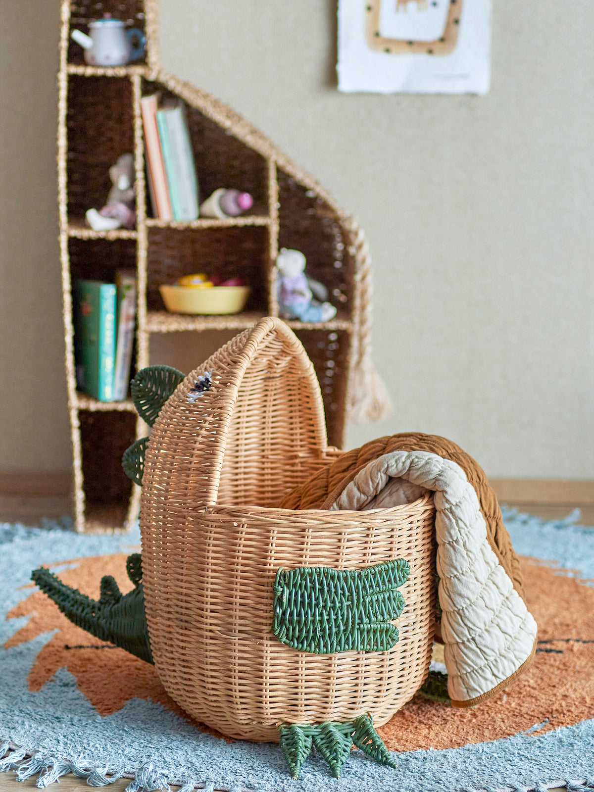 Eddi Korb, Natur, Rattan in Nature präsentiert im Onlineshop von KAQTU Design AG. Aufbewährungskörbe ist von Bloomingville Mini