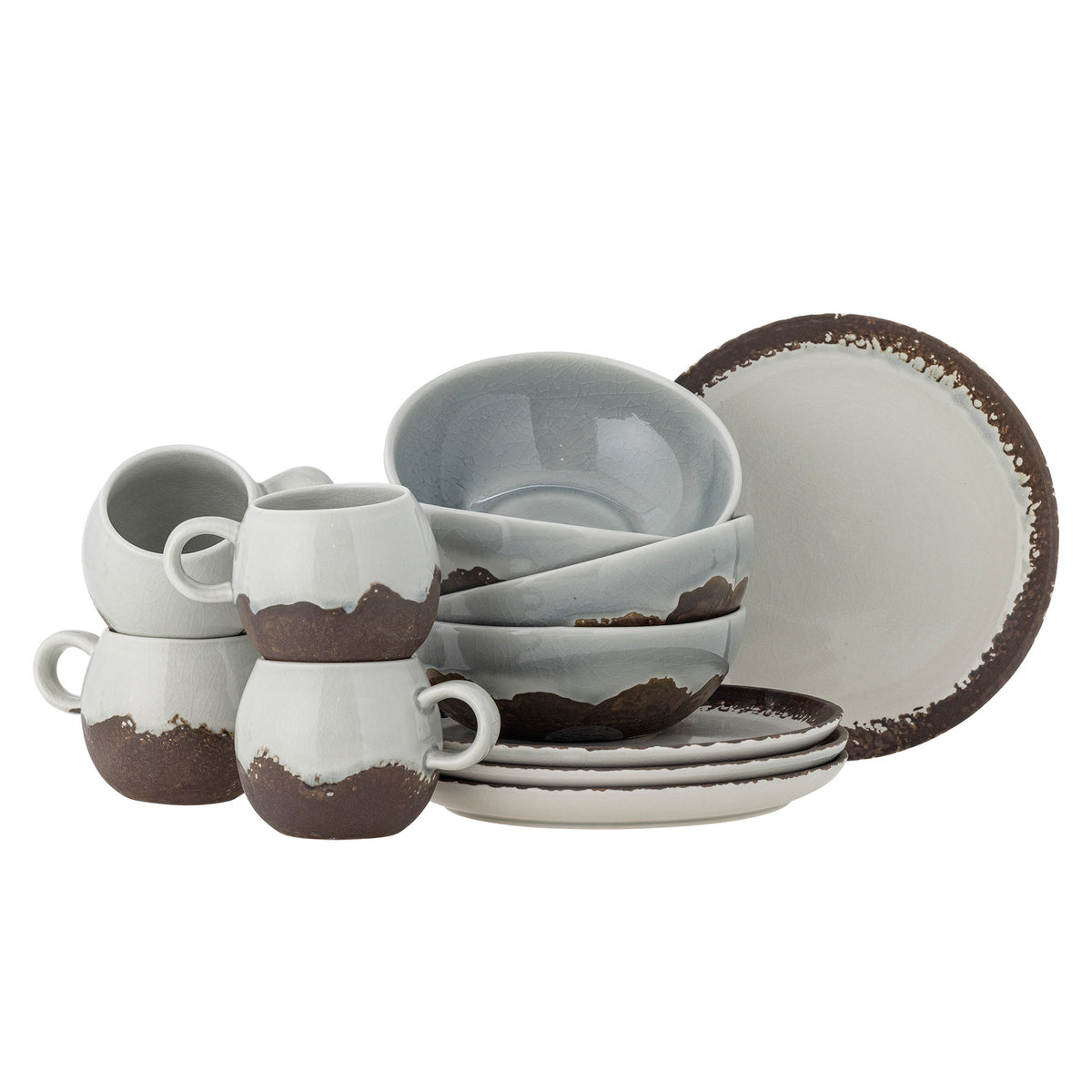 Paula Frühstück Set, Braun, Steingut in Braun präsentiert im Onlineshop von KAQTU Design AG. Geschirrset ist von Bloomingville