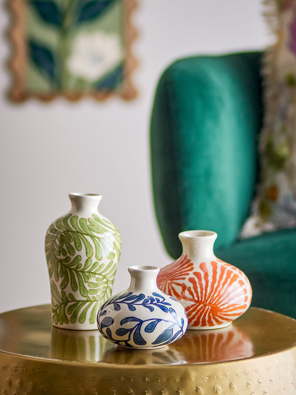 Fauni Vase, Grün, Steingut in Grün präsentiert im Onlineshop von KAQTU Design AG. Vase ist von Creative Collection