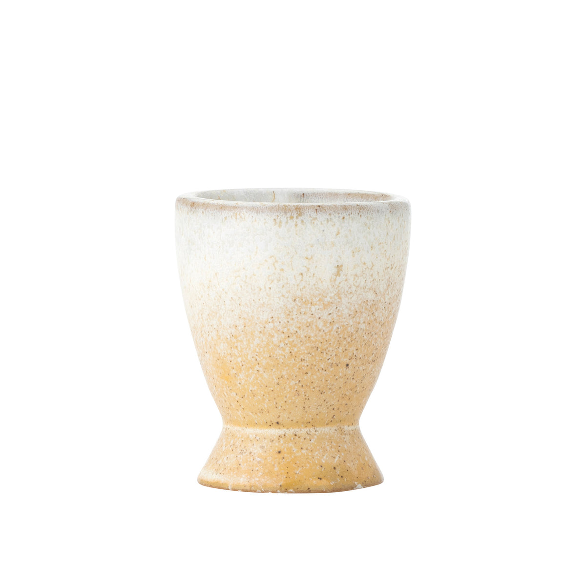 Beiger Eierbecher aus Steingut mit gesprenkelter, reaktiver Glasur und weich geformter Silhouette, Paula Serie von Bloomingville