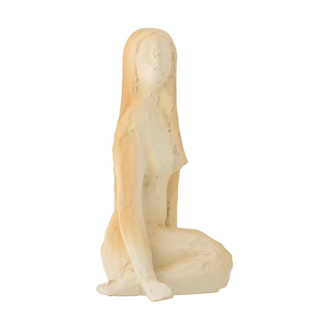 Steingutfigur Ishtar Deko in Beige von Bloomingville, Darstellung einer Frau mit grober, matter Glasur in hellen Nuancen, Höhe 20.5 cm.