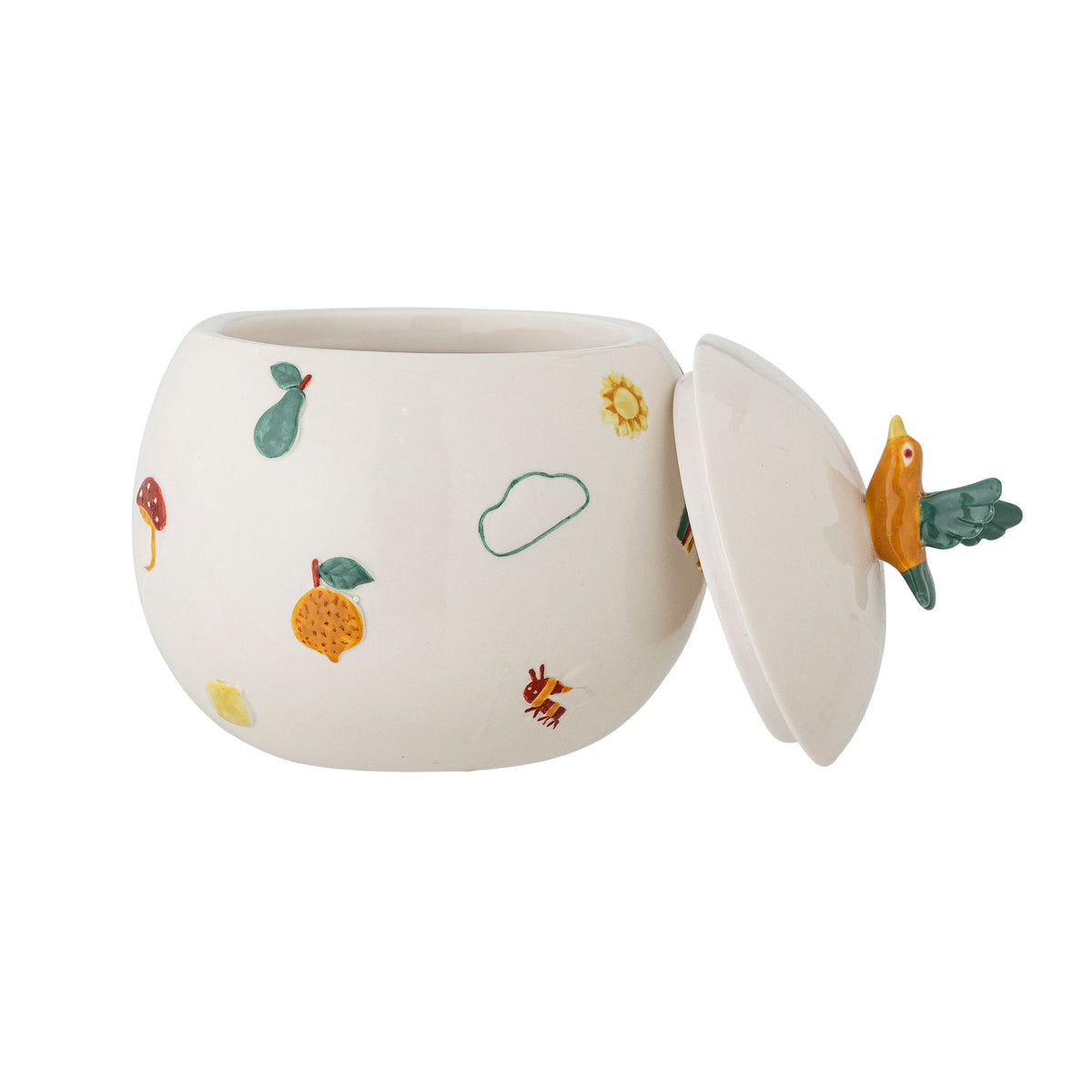 Agnes Gefäss mit Deckel, Weiss, Steingut in Weiß präsentiert im Onlineshop von KAQTU Design AG. Wasserkrüge ist von Bloomingville Mini