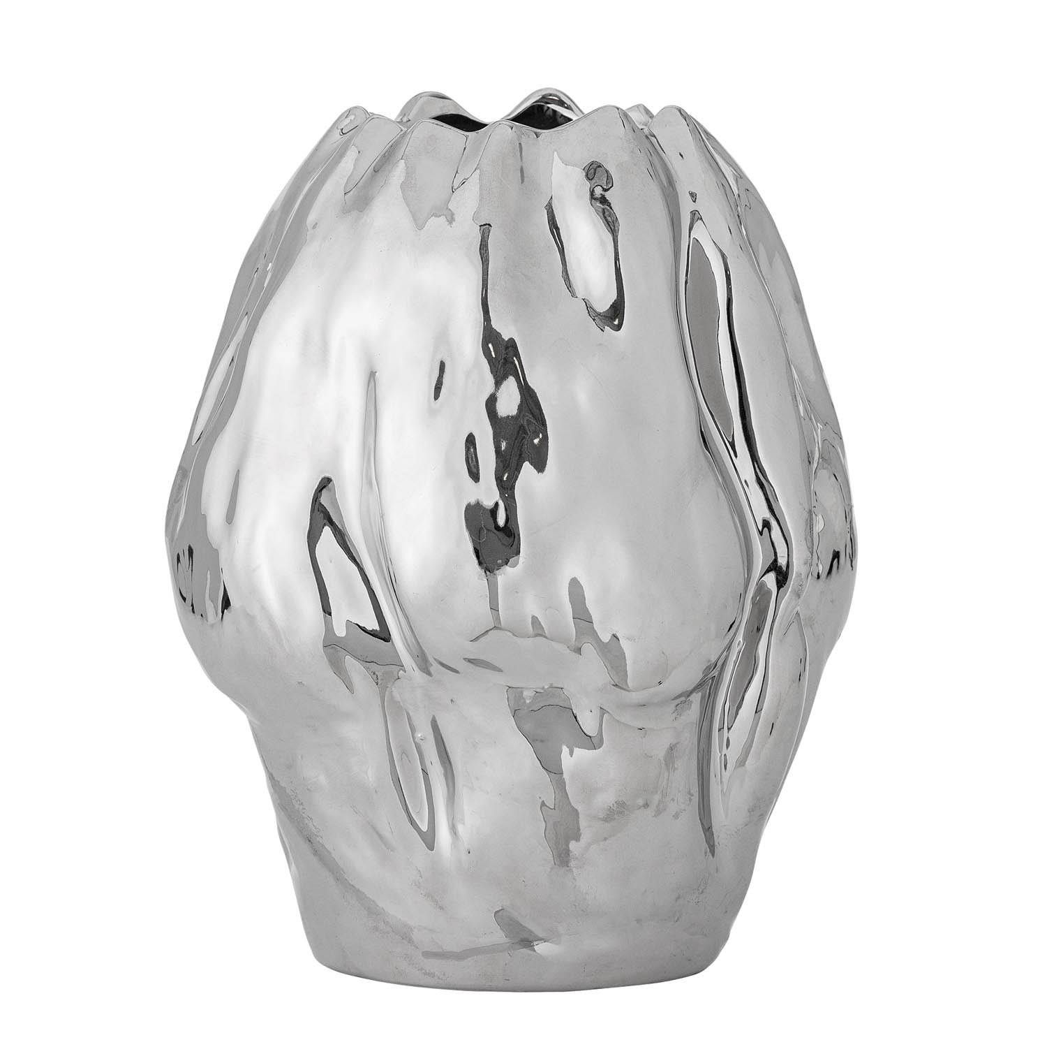 Bobby Vase, Silber, Steingut in Silber präsentiert im Onlineshop von KAQTU Design AG. Vase ist von Bloomingville