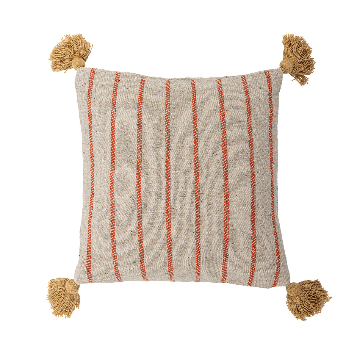 Eviaya Kissen von Bloomingville in Blau mit abstraktem Muster, bedruckter Oberfläche und grossen Quasten an den Ecken, Grösse 45x45cm, Mischfasern