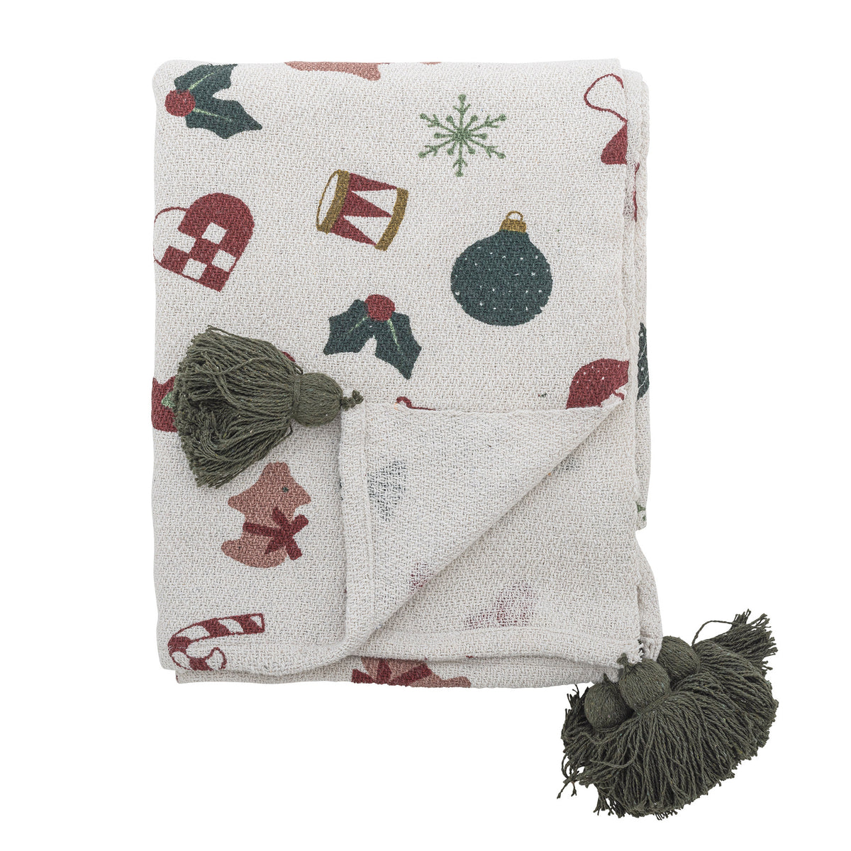 Yule Decke, Natur, Recycelte Baumwolle in Natur präsentiert im Onlineshop von KAQTU Design AG. Wolldecke ist von Bloomingville