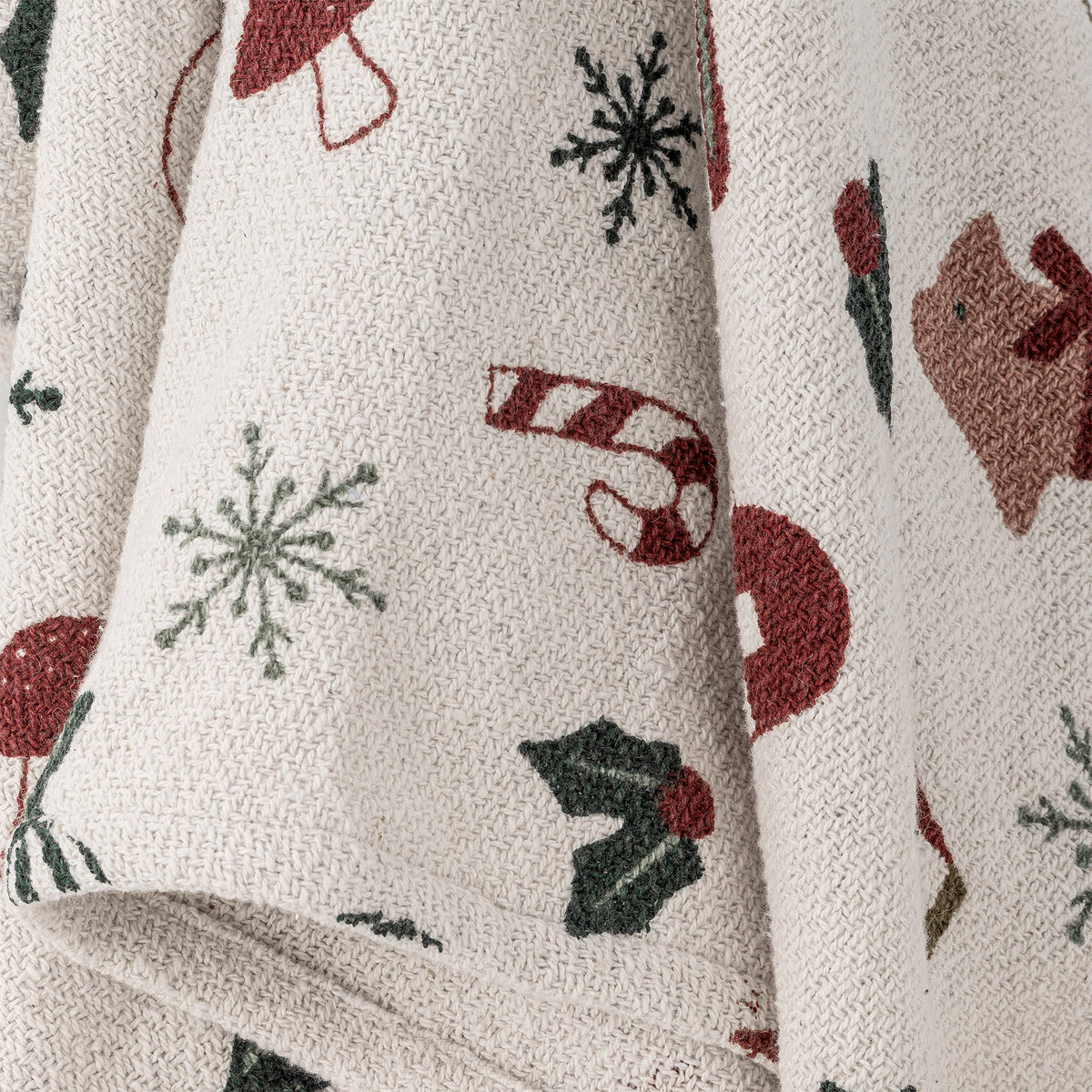 Yule Decke, Natur, Recycelte Baumwolle in Natur präsentiert im Onlineshop von KAQTU Design AG. Wolldecke ist von Bloomingville