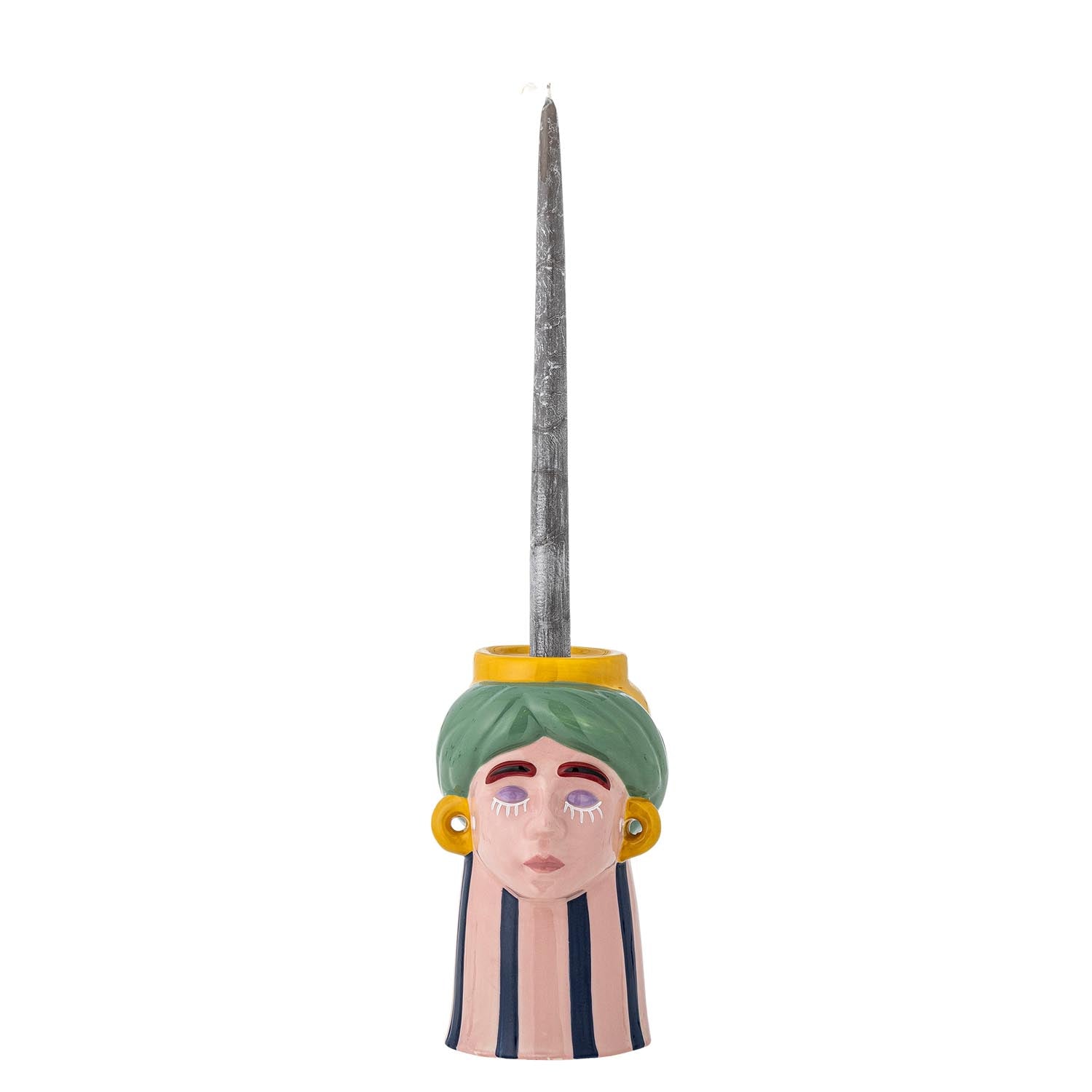 Die Miss Jody Vase von Bloomingville ist ein einzigartiges Kunstwerk aus Steingut, das mit handgemalten Details begeistert. Vielseitig einsetzbar als Vase oder Kerzenhalter.