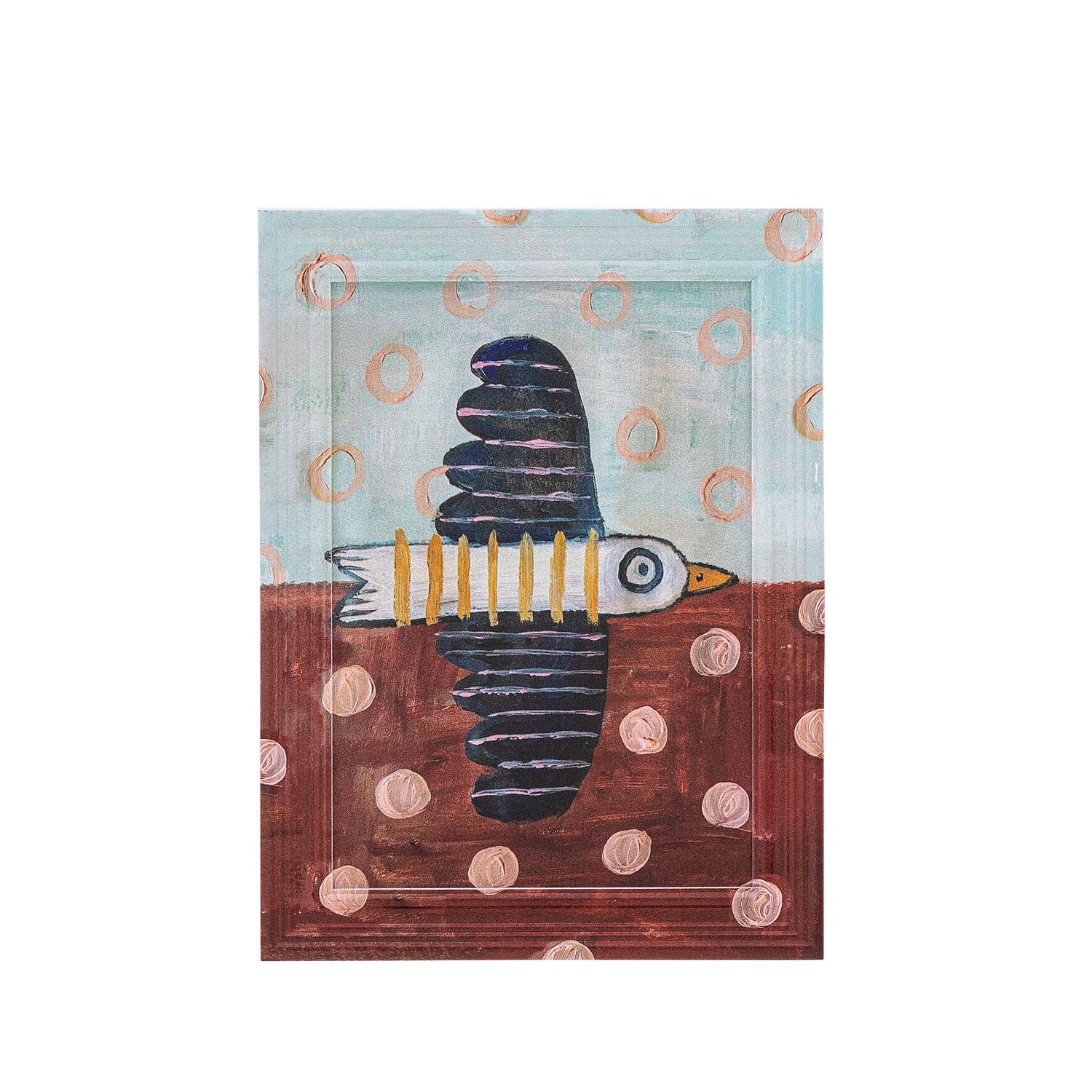 Brett birdy Illustration mit Rahmen, Blau, Tannenholz in Blau präsentiert im Onlineshop von KAQTU Design AG. Kunstgegenstände ist von Creative Collection