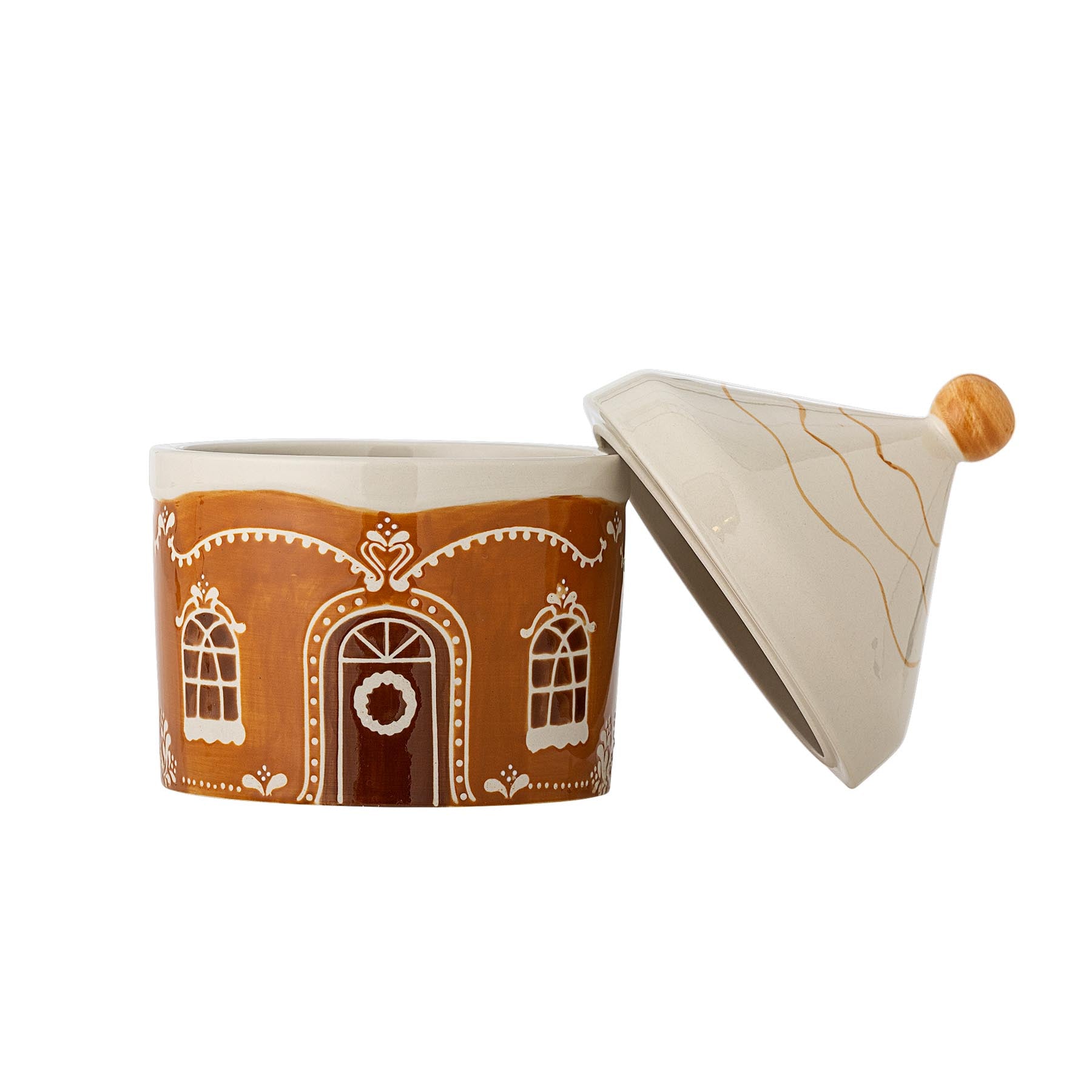Gina Gefäß mit Deckel, Braun, Steingut in Brown präsentiert im Onlineshop von KAQTU Design AG. Kanne ist von Bloomingville