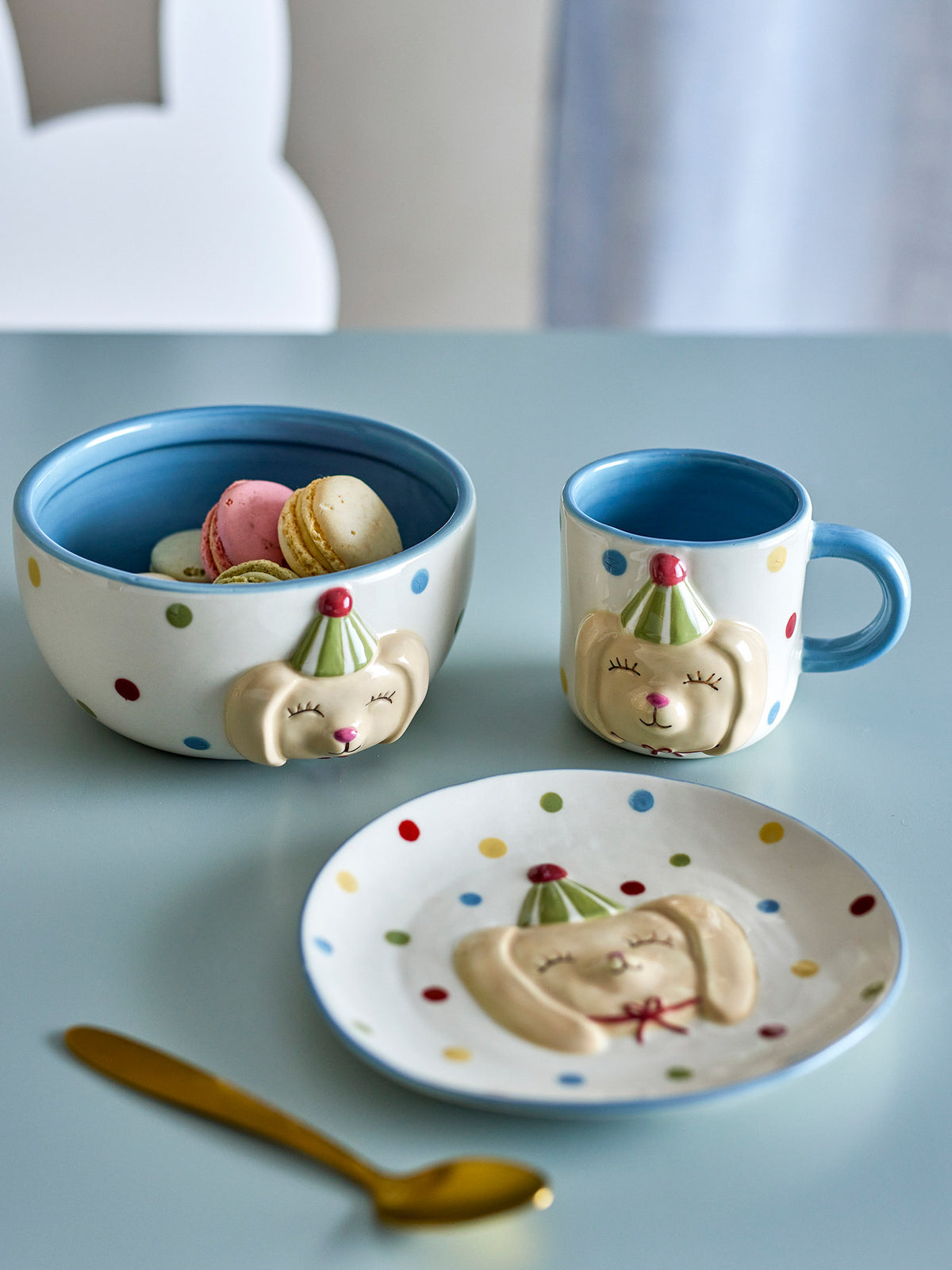 Party Geschirr-Set, Bunt, Steingut in Multi präsentiert im Onlineshop von KAQTU Design AG. Geschirr ist von Bloomingville Mini