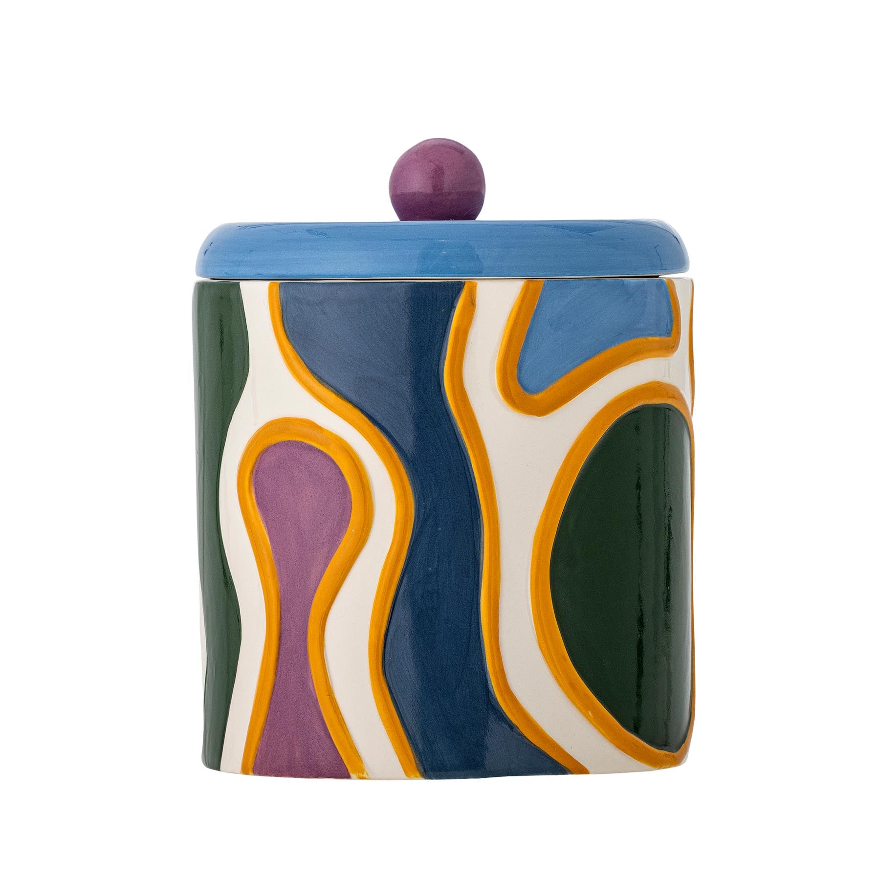 Salacia Gefäß mit Deckel, Bunt, Steingut in Multi präsentiert im Onlineshop von KAQTU Design AG. Kanne ist von Bloomingville