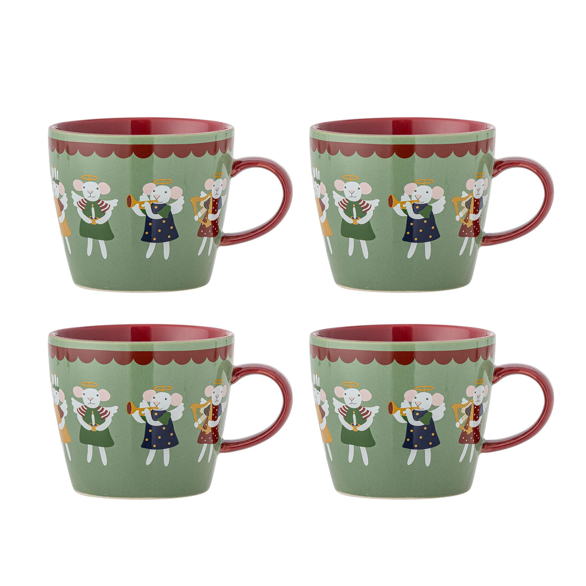 Peo Becher, Grün, Steingut in Green präsentiert im Onlineshop von KAQTU Design AG. Tasse ist von Bloomingville