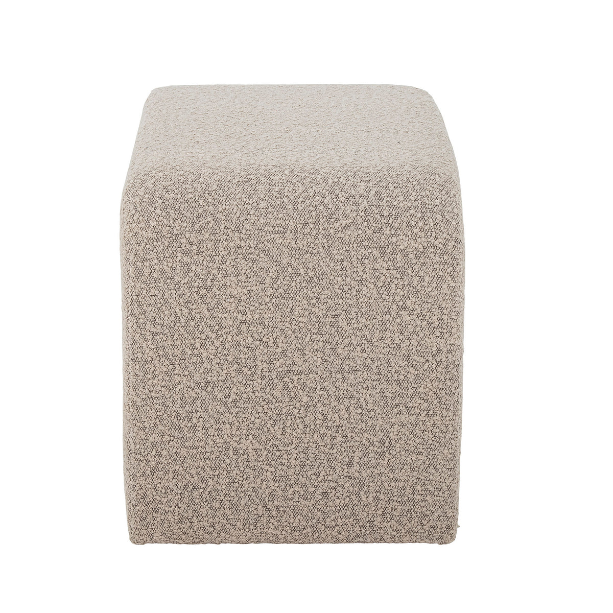 Hocker Bobbie von Bloomingville mit hellem Bouclé-Bezug aus Polyester auf Beinen