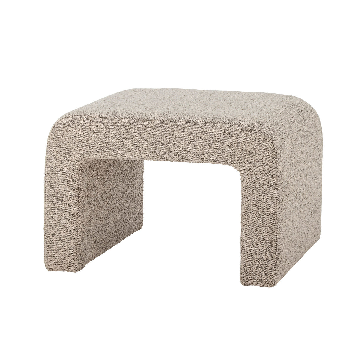 Hocker Bobbie von Bloomingville mit hellem Bouclé-Bezug aus Polyester auf Beinen