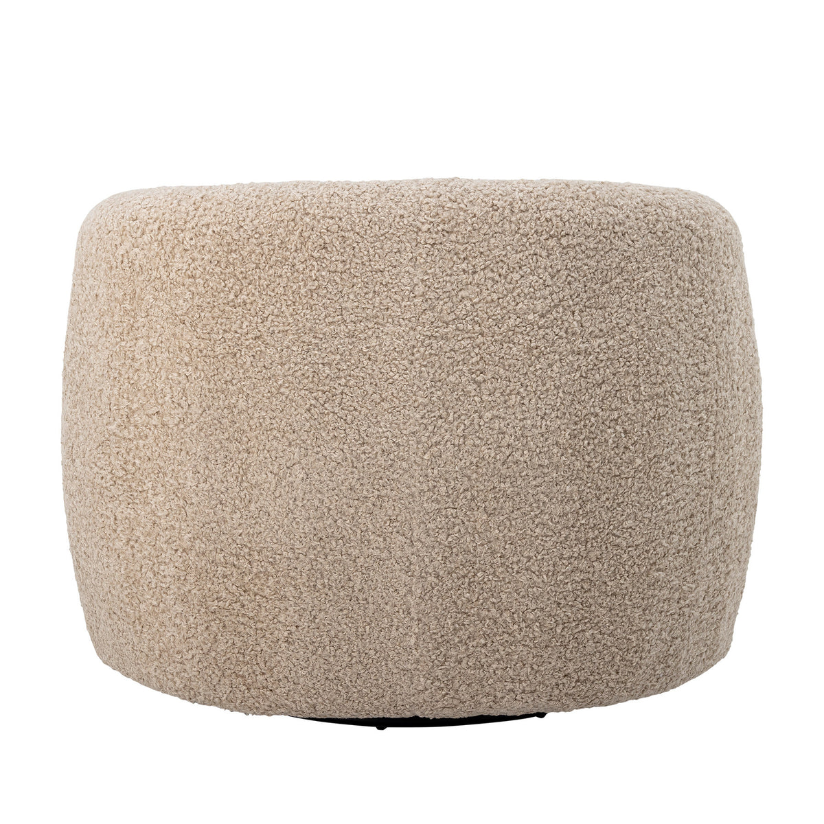 Bocca Loungesessel in Beige mit texturiertem Polyesterbezug, organischer Form und drehbarem Untergestell aus Kiefernholz und Eisen, Beine in Natur.
