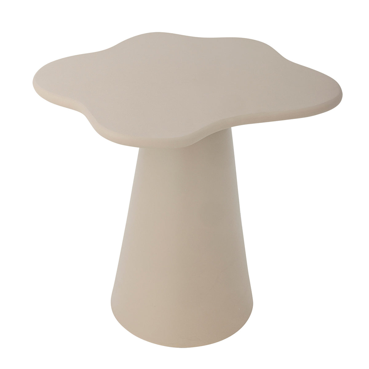 Beistelltisch Soller in Beige von Bloomingville, Gestell aus Aluminium mit organischer Form, Tischplatte aus MDF, Beine in Natur.