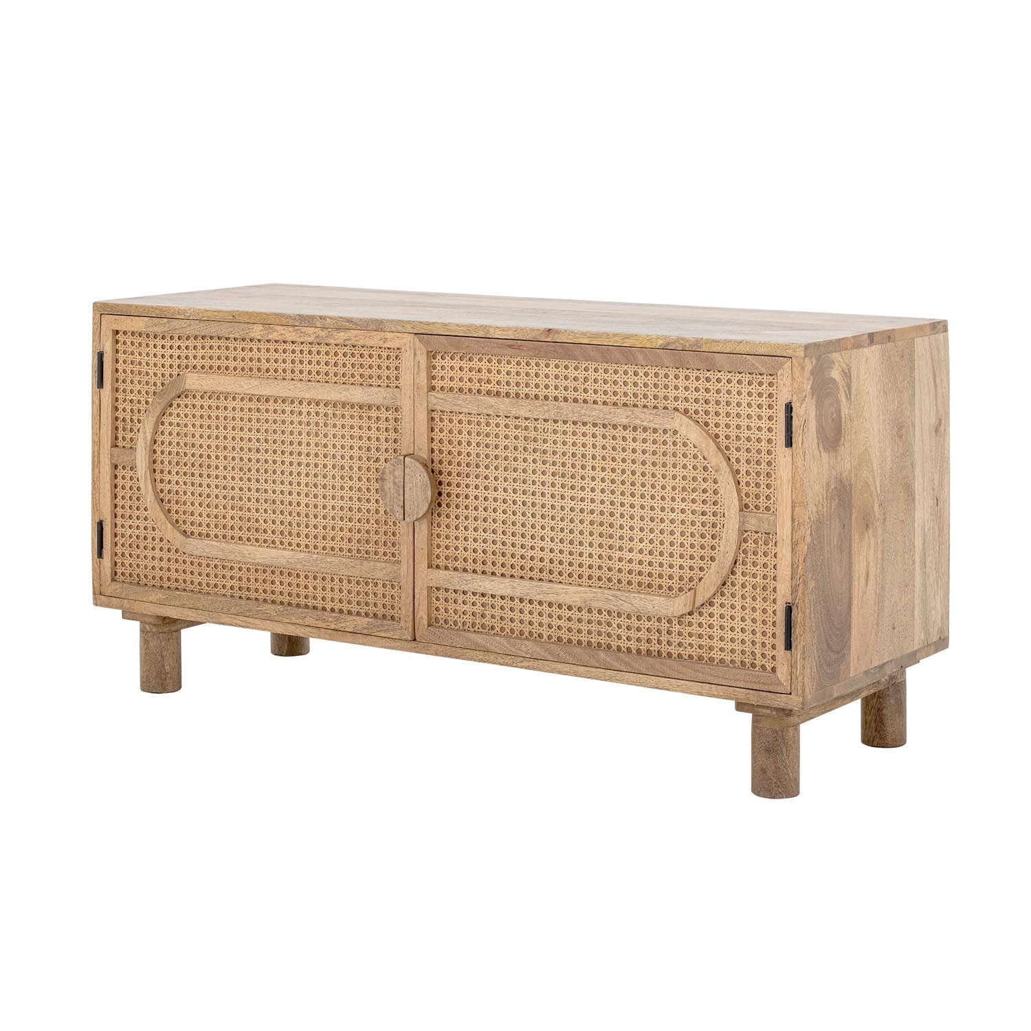 Entdecken Sie das Pablo Kabinett von Bloomingville: Ein elegantes, nachhaltiges Standregal aus FSC-zertifiziertem Mangoholz mit klassischem Wiener Geflecht.