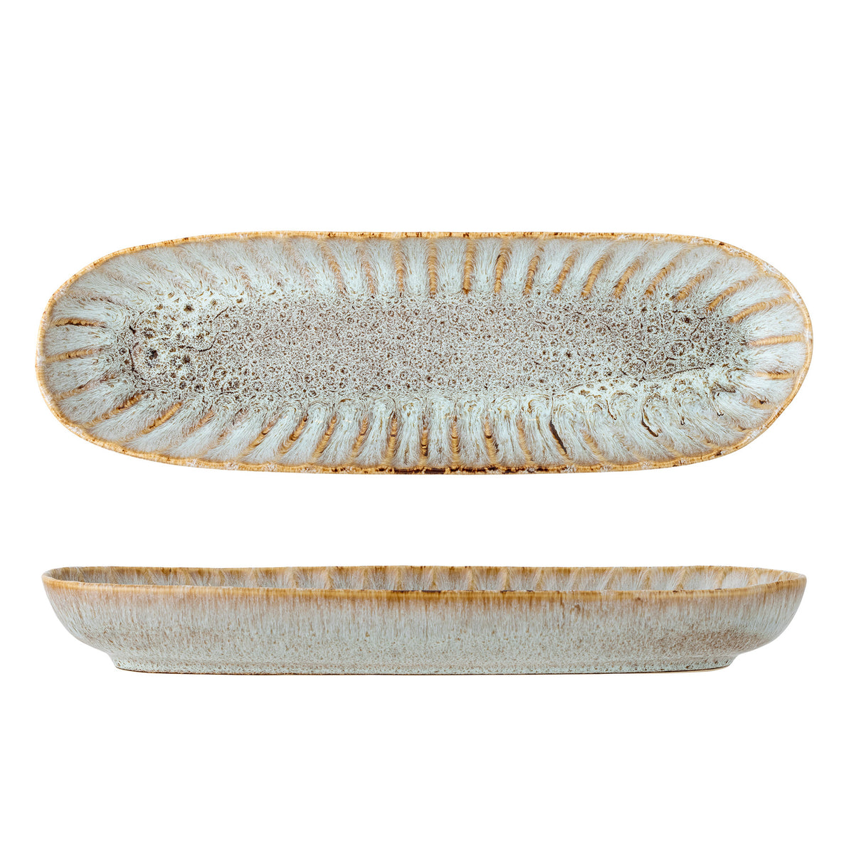 Beige Servierplatte Fleur von Creative Collection aus Steingut mit glasierter Oberfläche