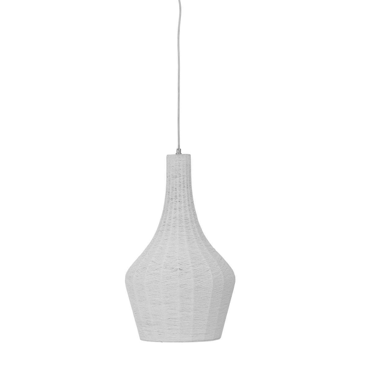 Pendelleuchte Thuja von Bloomingville in Weiss, runder Schirm aus Polyester mit Eisenhalterung, Durchmesser 32 cm, Höhe 54.5 cm