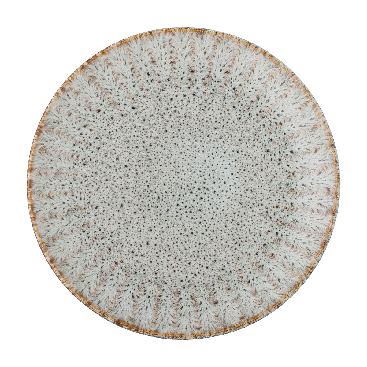 Beiger Teller Fleur von Creative Collection aus Steingut, runde Form, glasierte Oberfläche