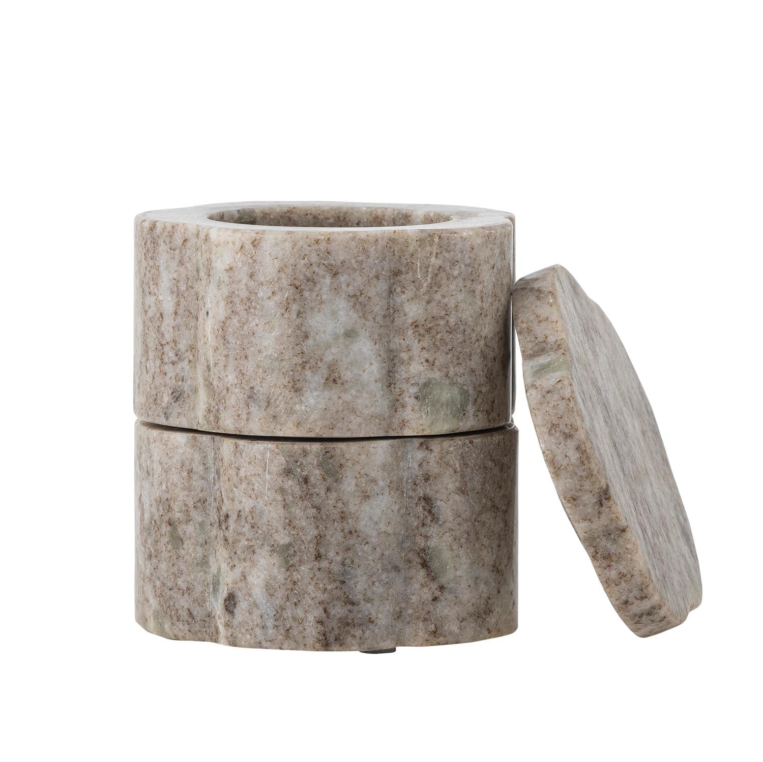 Entdecken Sie das Nezli Gefäß mit Deckel aus edlem Marmor von Bloomingville – stilvolle Aufbewahrung für Ihr Zuhause.