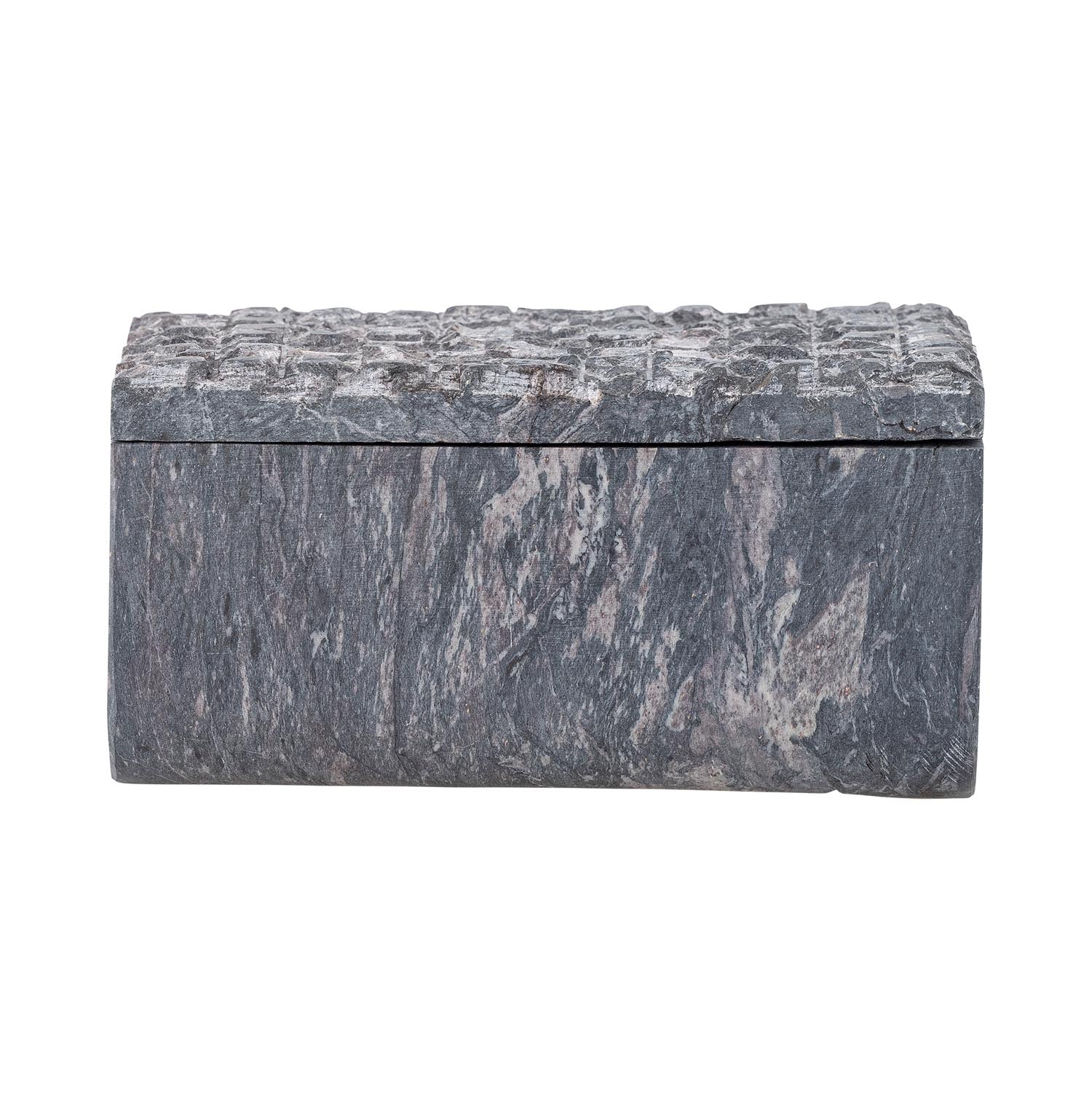 Die Nubia Box von Bloomingville aus hochwertigem Speckstein vereint Funktionalität und Eleganz, ideal für stilvolle Aufbewahrung.