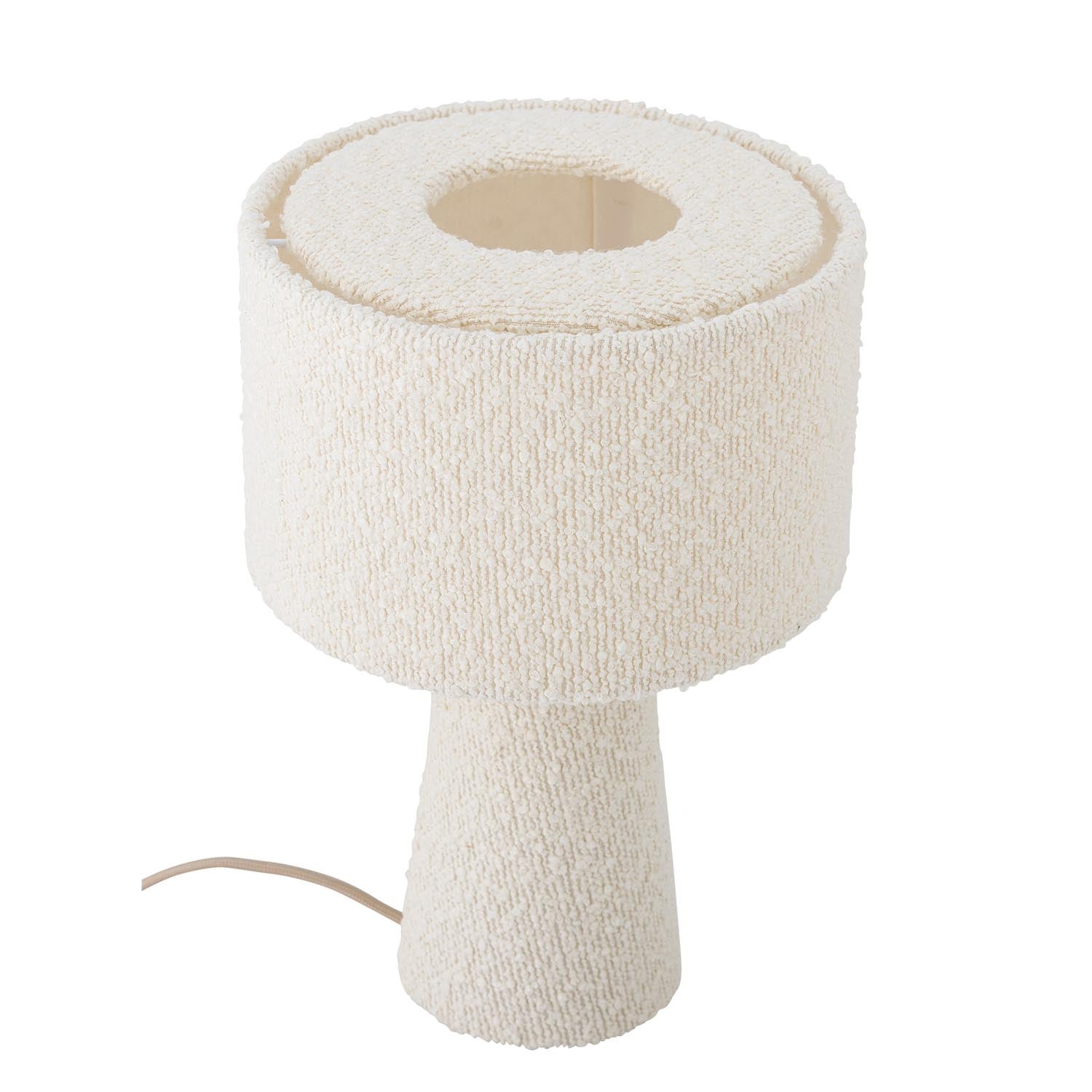 Die Emmie Tischlampe von Bloomingville in elegantem Weiß bringt mit ihrer Bouclé-Optik stilvolle Gemütlichkeit in jeden Raum. Ideal für stimmungsvolle Beleuchtung!