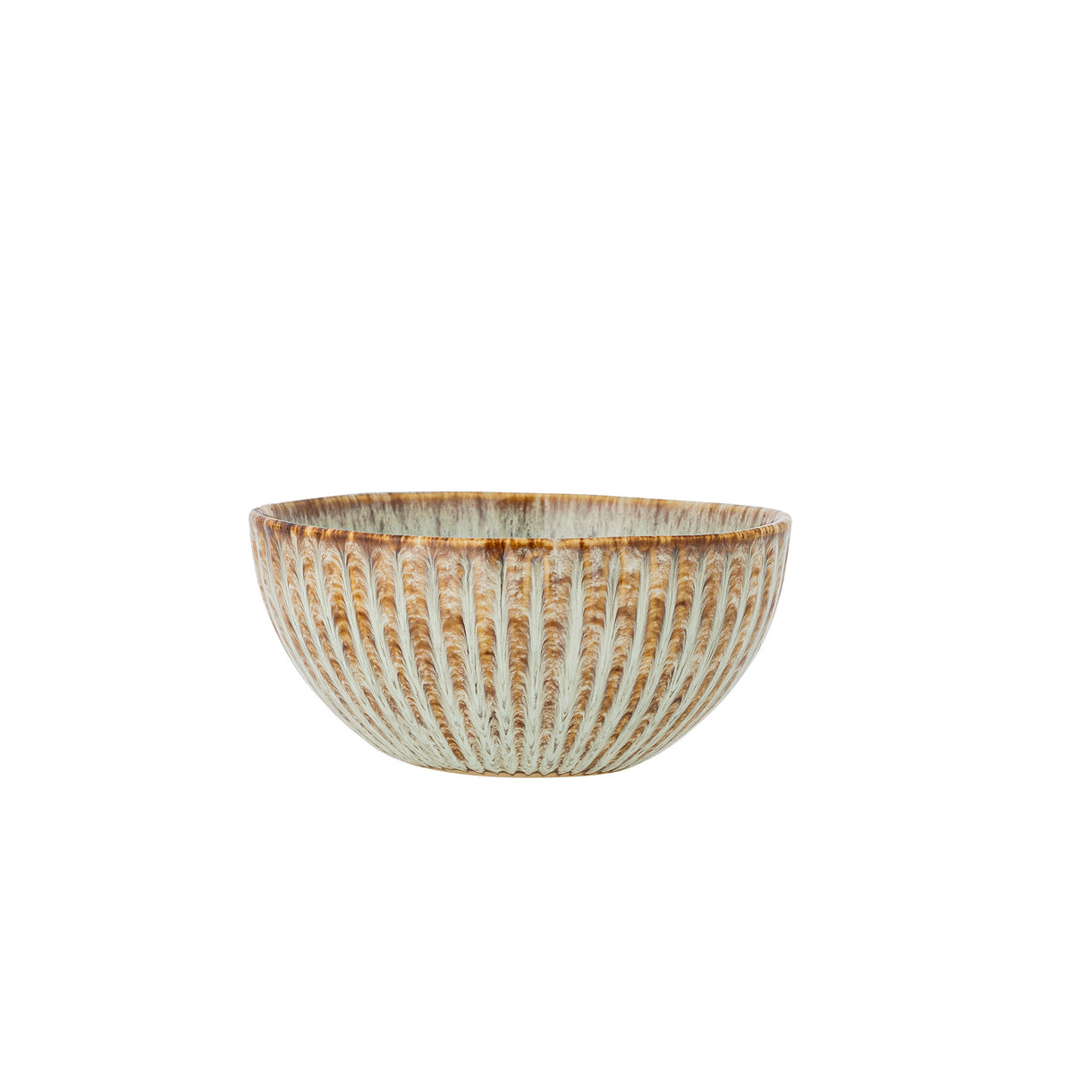Beige Schale Fleur aus Steingut mit weicher Form und heller reaktiver Glasur