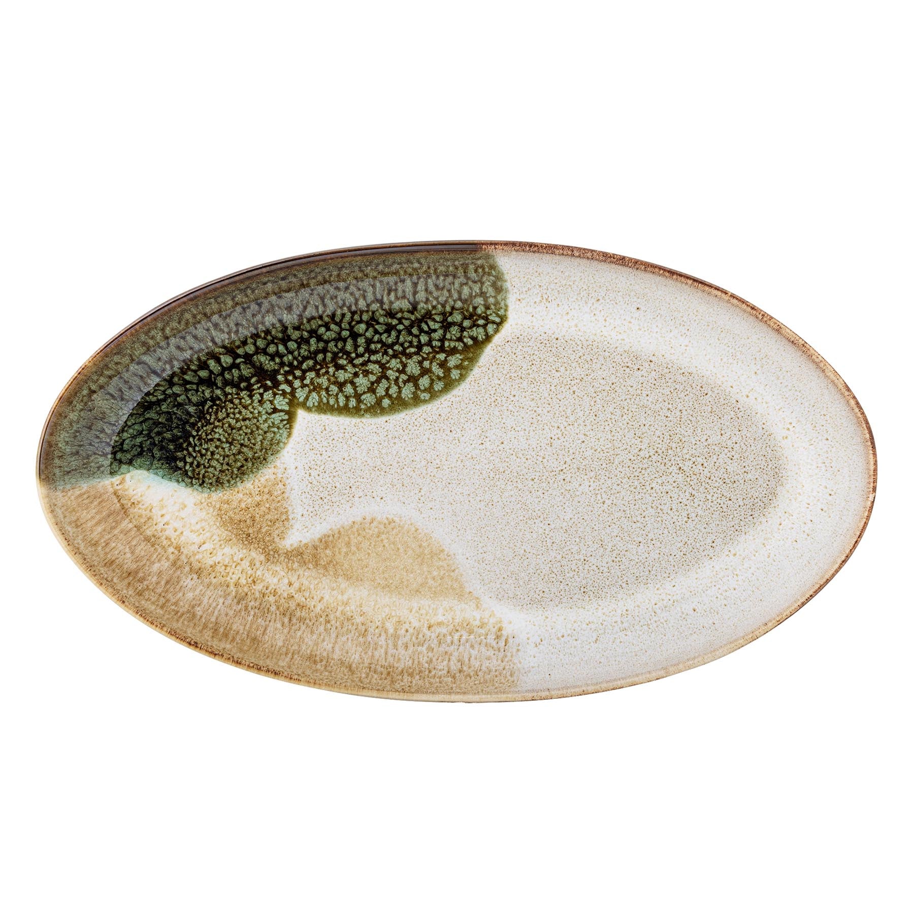 Jules Servierplatte, Grün, Steingut in Green präsentiert im Onlineshop von KAQTU Design AG. Käsezubehör ist von Bloomingville