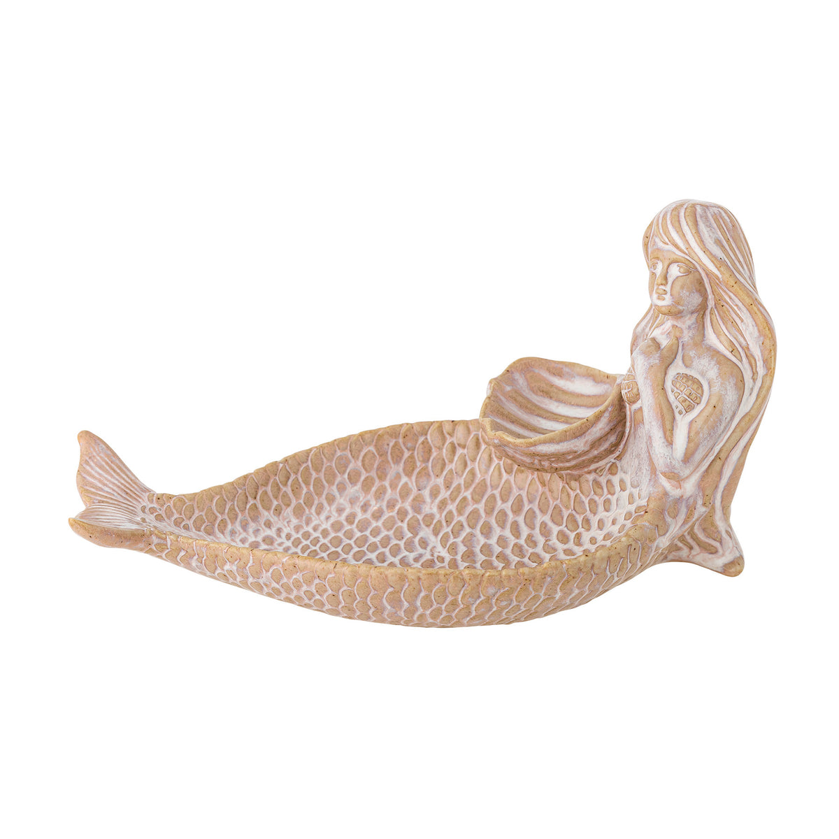Runde Schale aus Steingut in Beige mit reaktiver Glasur, Modell Abitha von Creative Collection, Grösse 19.5 x 8.5 x 10 cm