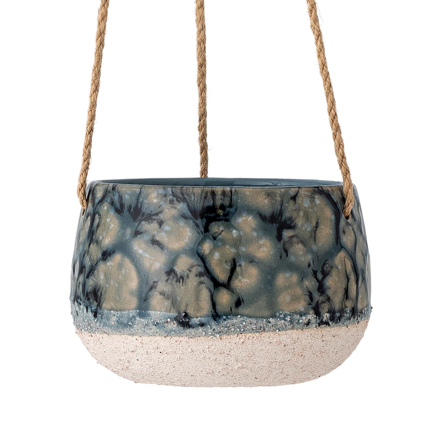 Verleihen Sie Ihrem Raum mit dem hängenden Mowbray Blumentopf in Blau aus Steingut einen eleganten Akzent. Ideal für Pflanzenliebhaber!