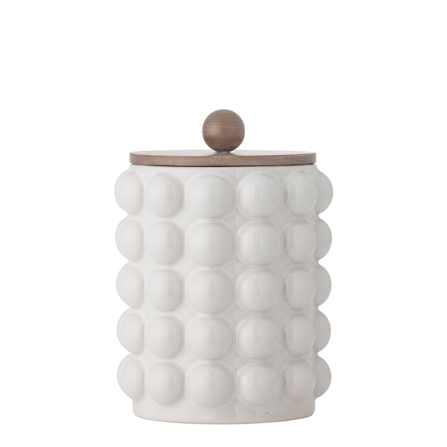 Madge Gefäss mit Deckel, Weiss, Steingut in Weiss präsentiert im Onlineshop von KAQTU Design AG. Kanne ist von Creative Collection