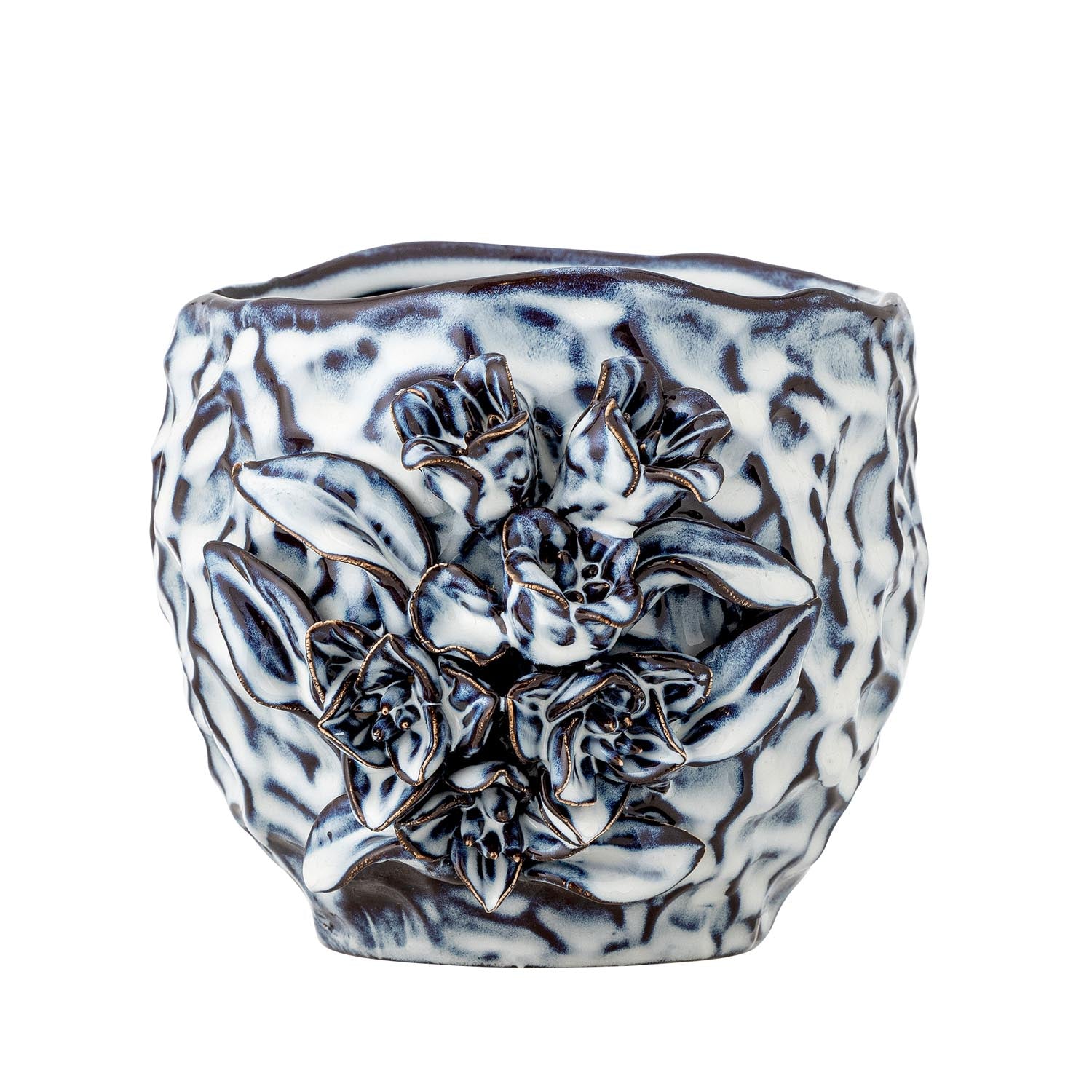 Malina Blumentopf, Blau, Steingut in Blau präsentiert im Onlineshop von KAQTU Design AG. Pflanzentopf Outdoor ist von Creative Collection