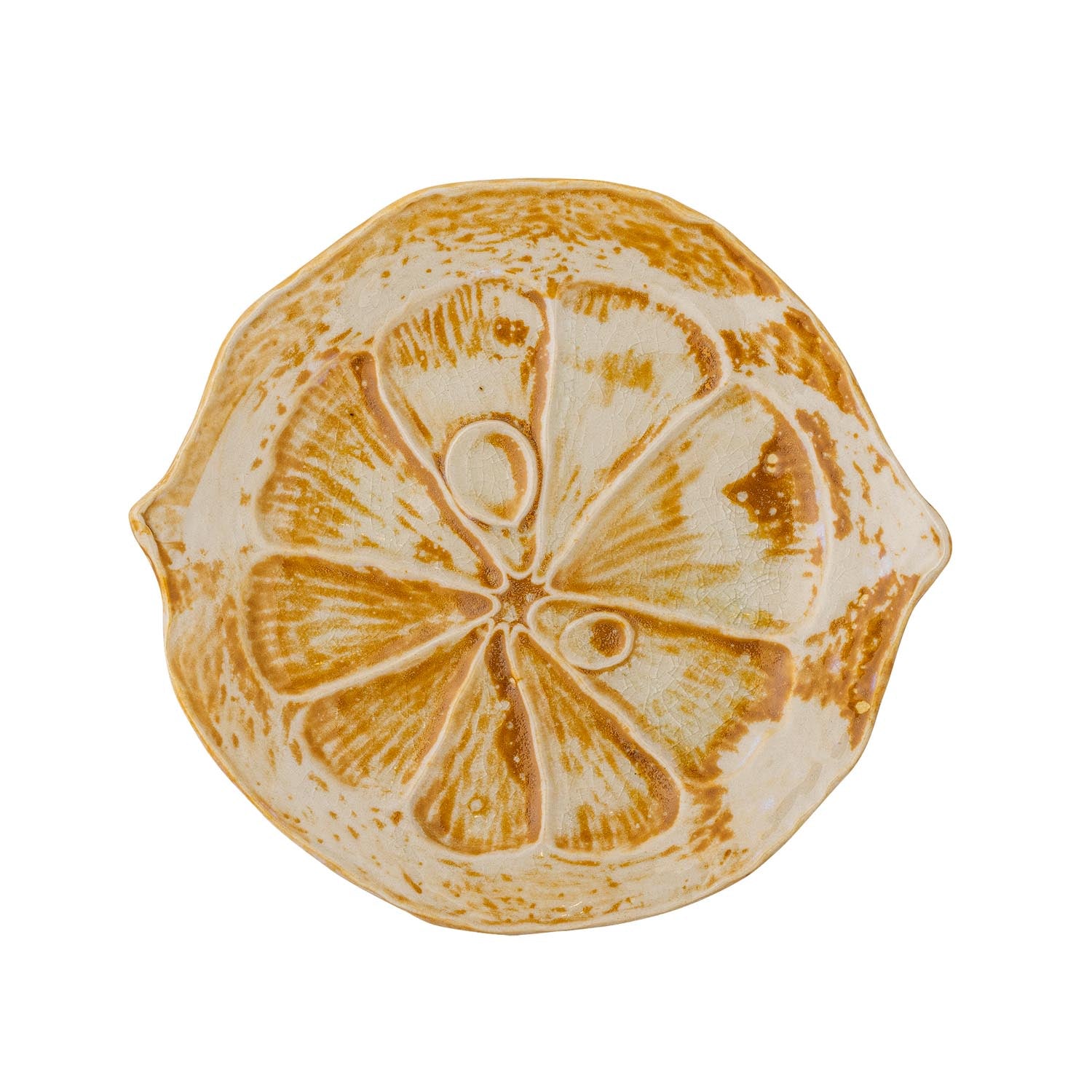 Verleihen Sie Ihrer Tischdekoration mit der einzigartigen Golda Servierplatte in Zitronenform aus robustem Steinzeug einen Hauch von Eleganz!