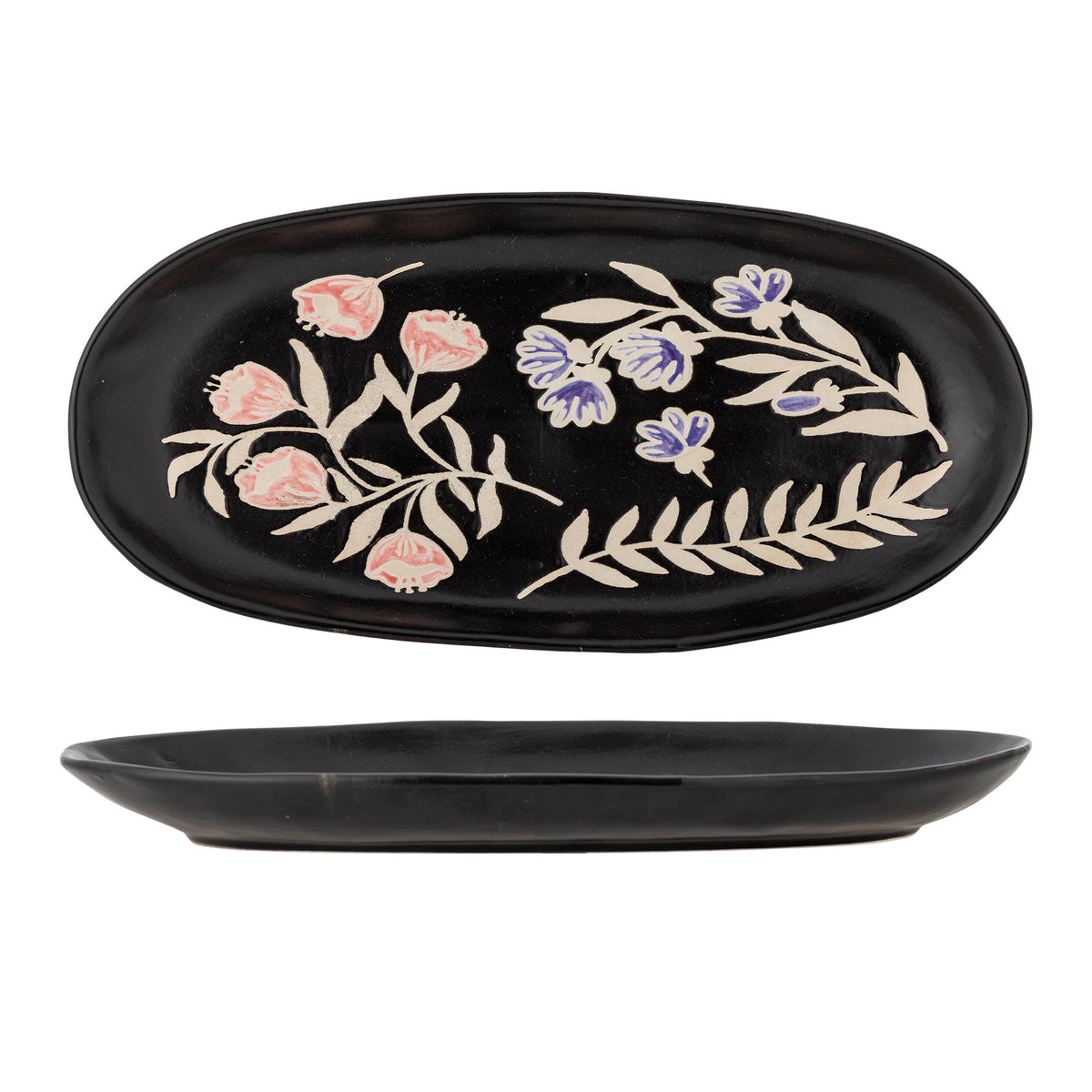 Amberly Serviertablett, Schwarz, Steingut in Schwarz präsentiert im Onlineshop von KAQTU Design AG. Tablett ist von Bloomingville