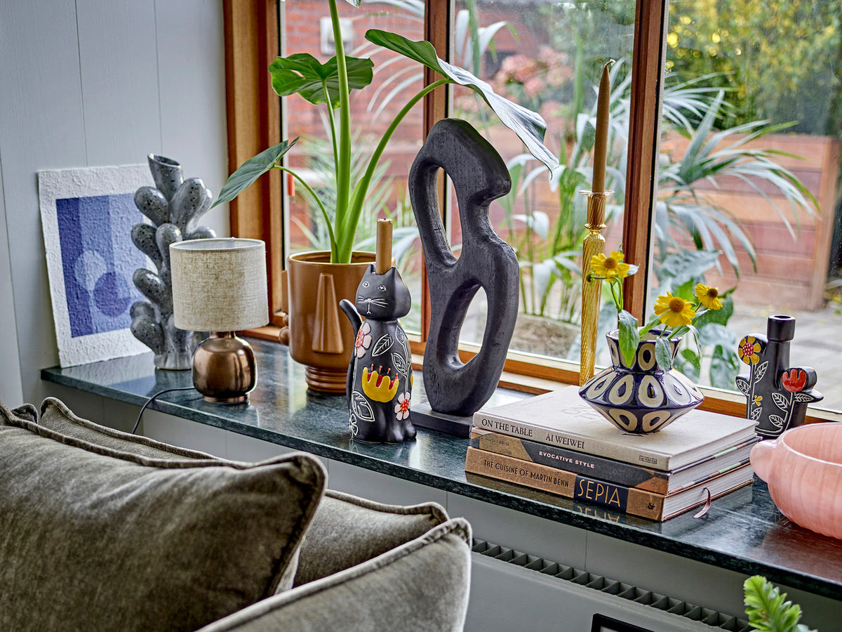 Bashir Vase, Blau, Steingut in Blue präsentiert im Onlineshop von KAQTU Design AG. Vase ist von Bloomingville