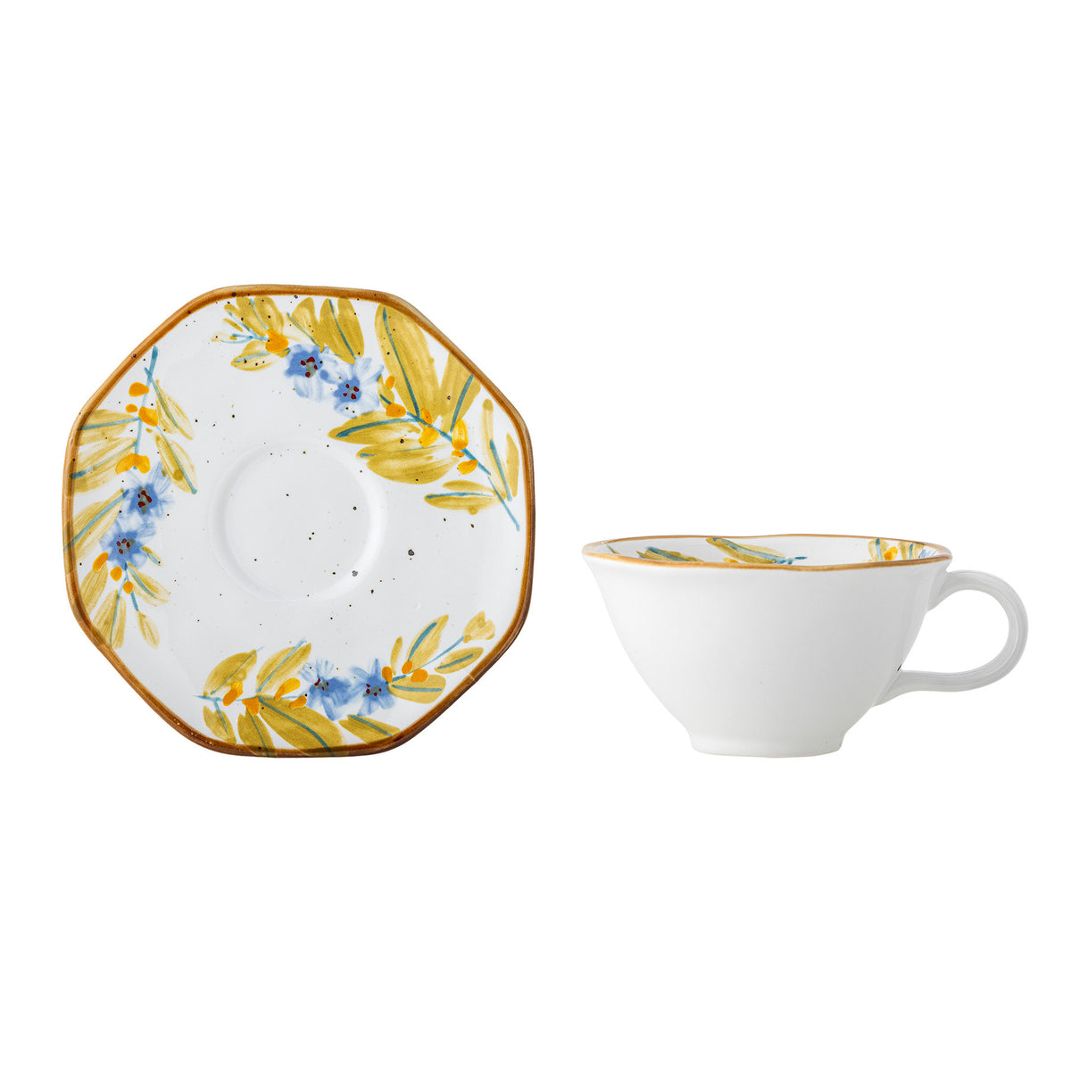 Savina Tasse mit Untertasse, Bunt, Steingut in Multi präsentiert im Onlineshop von KAQTU Design AG. Tasse ist von Creative Collection