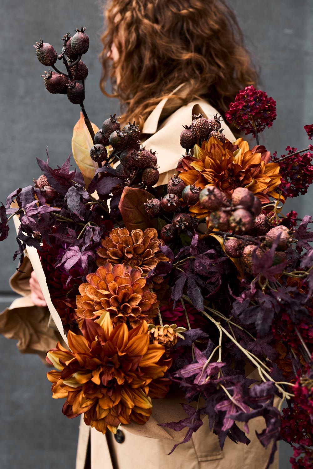 Waverly Blumenstrauß, Orange, Künstliche Blumen in Orange präsentiert im Onlineshop von KAQTU Design AG. Kunstpflanze ist von Bloomingville